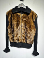 Frost Black Knit Sweater w Faux Fur Front Fem M