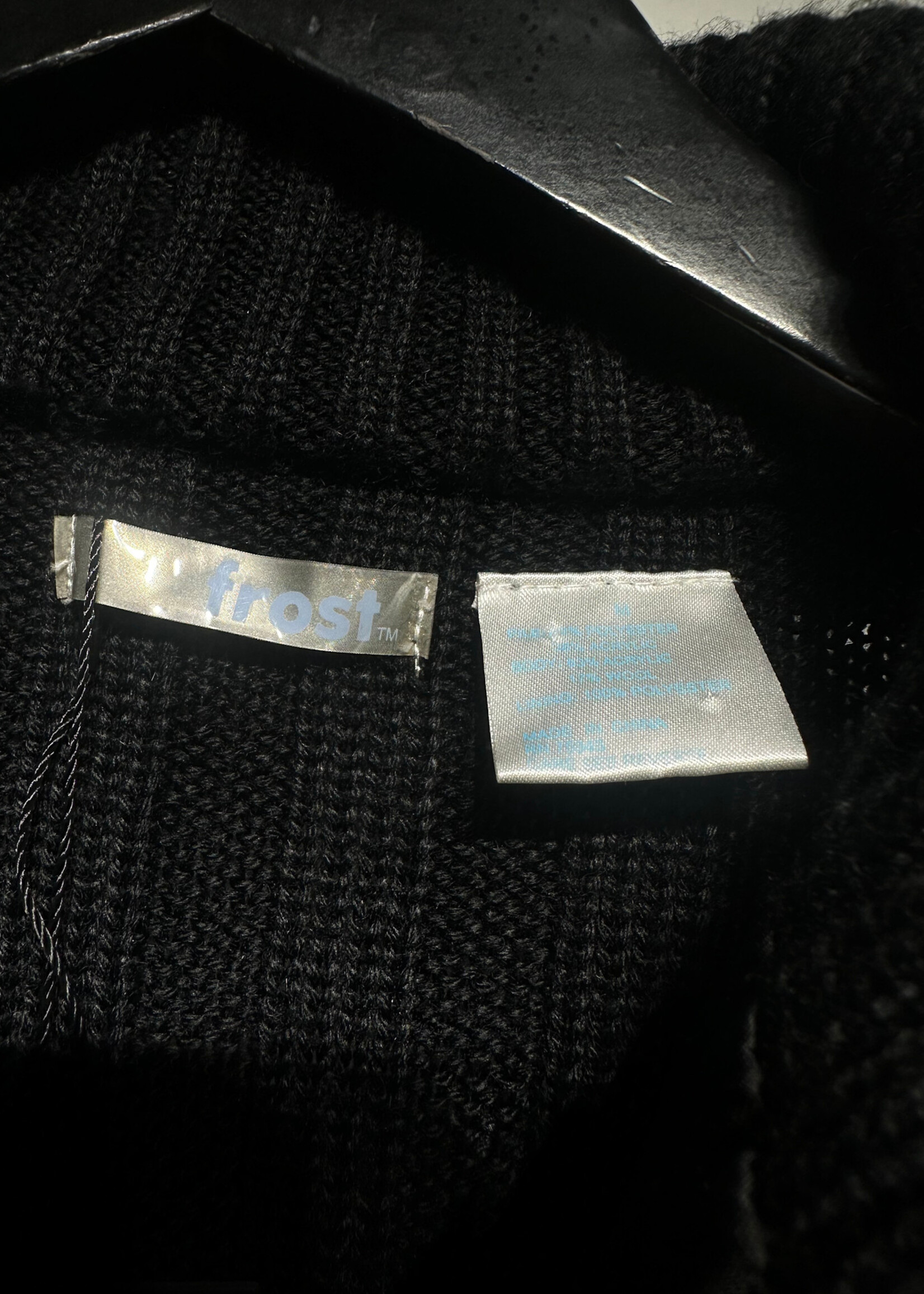 Frost Black Knit Sweater w Faux Fur Front Fem M