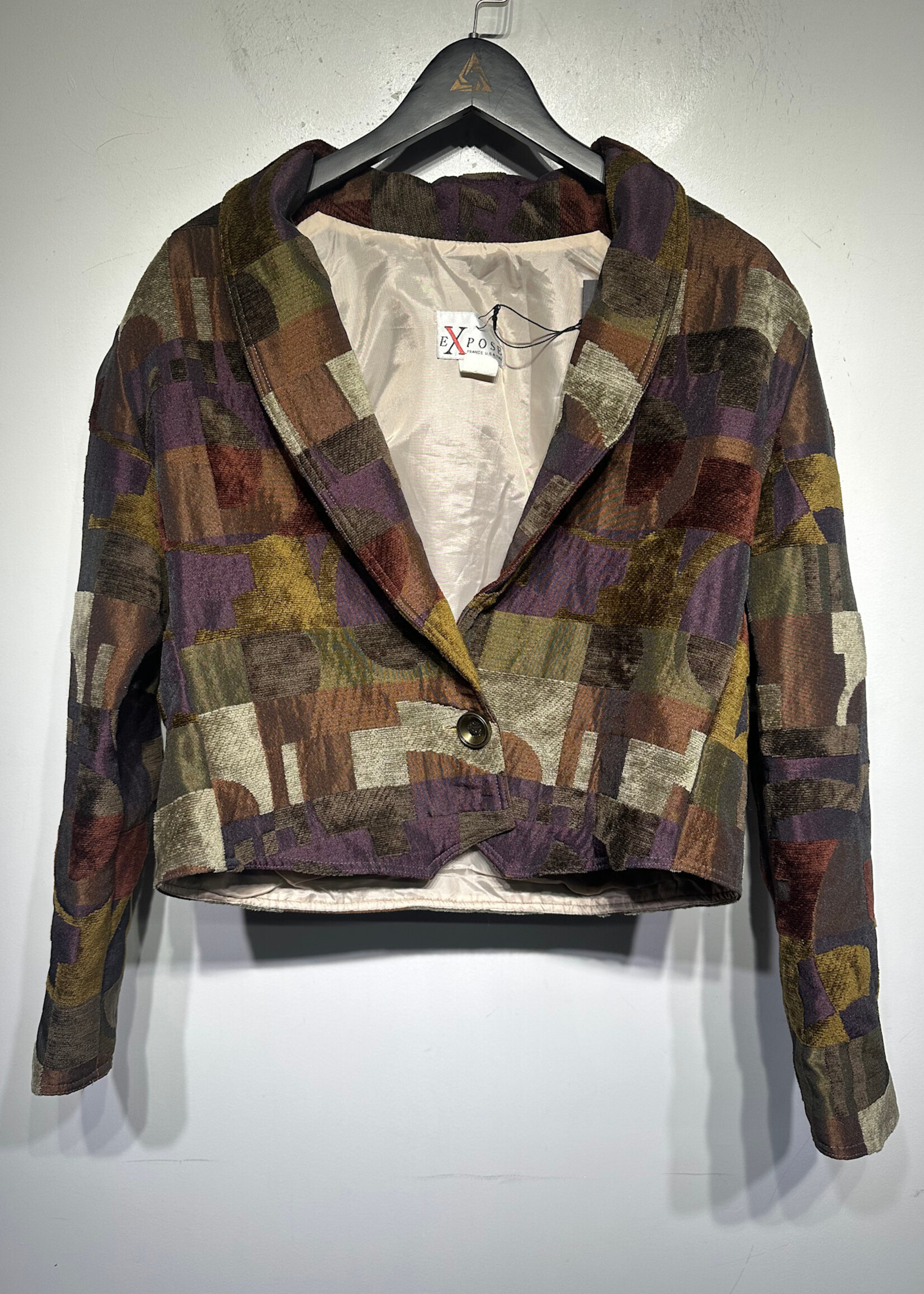 Expose Purple Orange Velvet Silk Jacket XL Fem