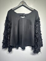 Yasutoshi Ezumi Black Feather Sleeve Top Fem L