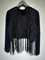 Vocal Black Suede Fringe Bolero Jacket XL