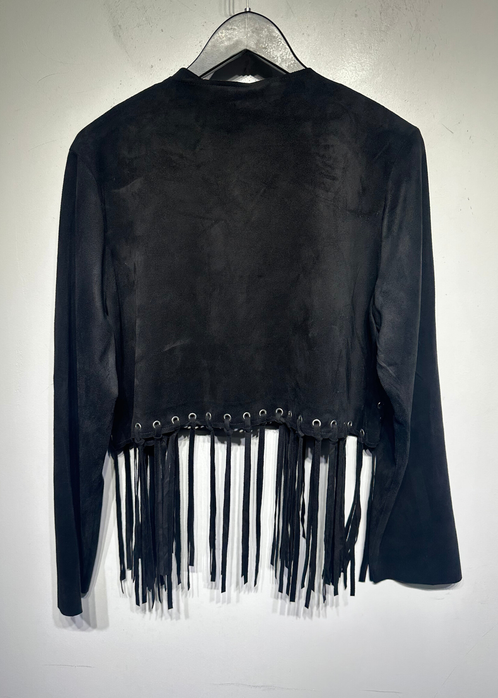 Vocal Black Suede Fringe Bolero Jacket XL