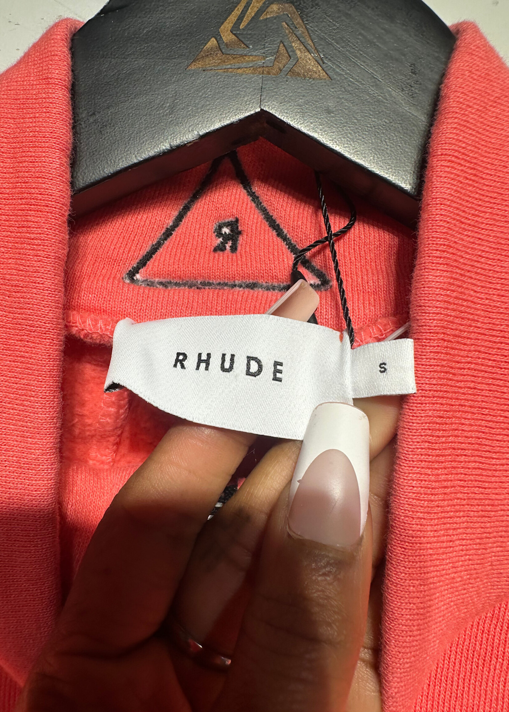 RHUDE Neon Pink Crop Logo Quarter Zip Fem S AS IS