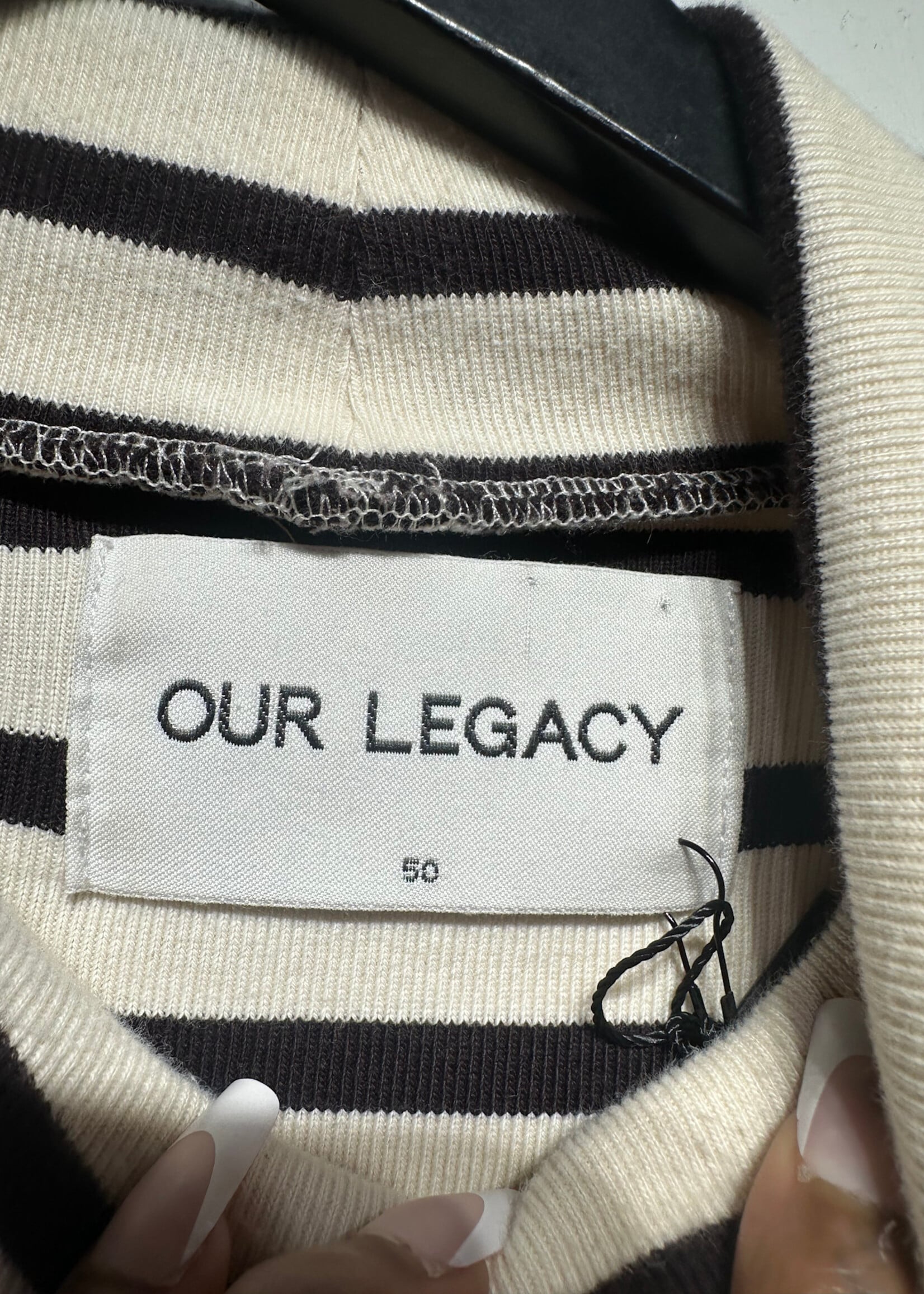 Our Legacy Brown White Striped Mock Neck LS XL