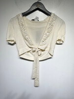 BCBG Crème Embellished Shrug S