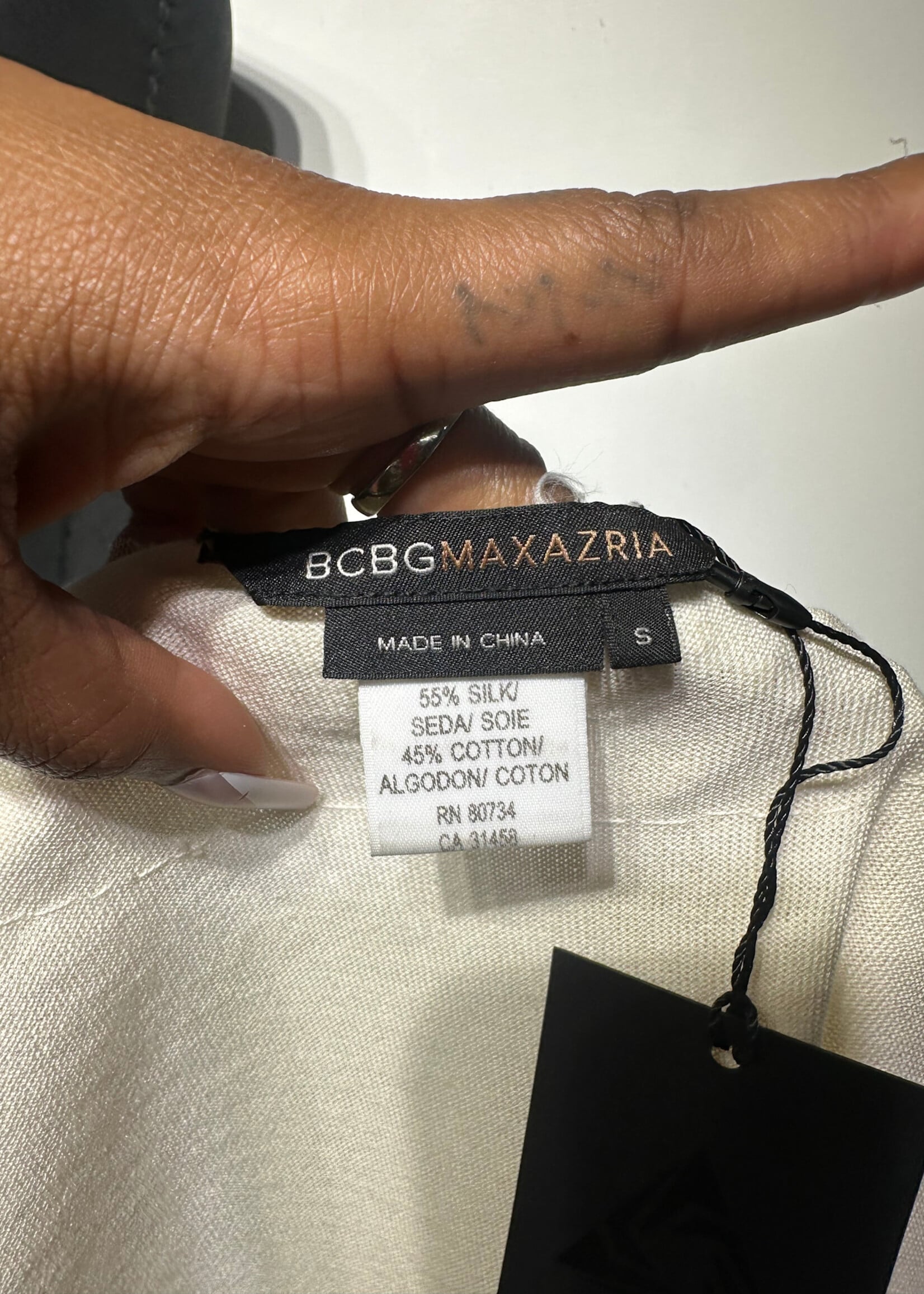 BCBG Crème Embellished Shrug S