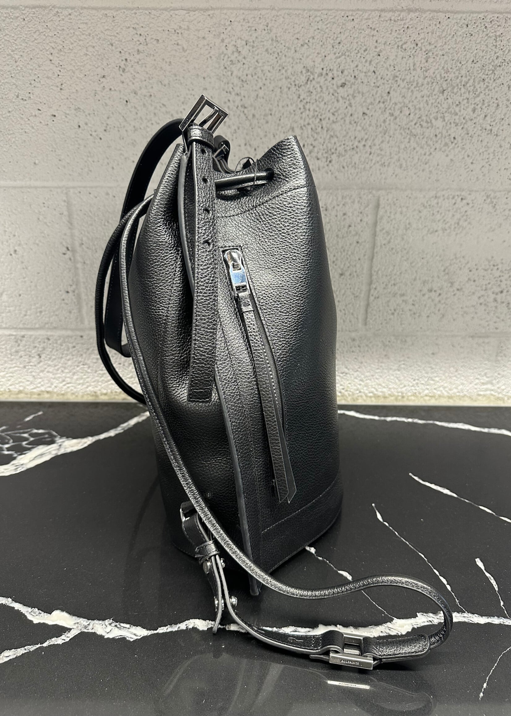All Saints Black Leather Backpack Style Tote