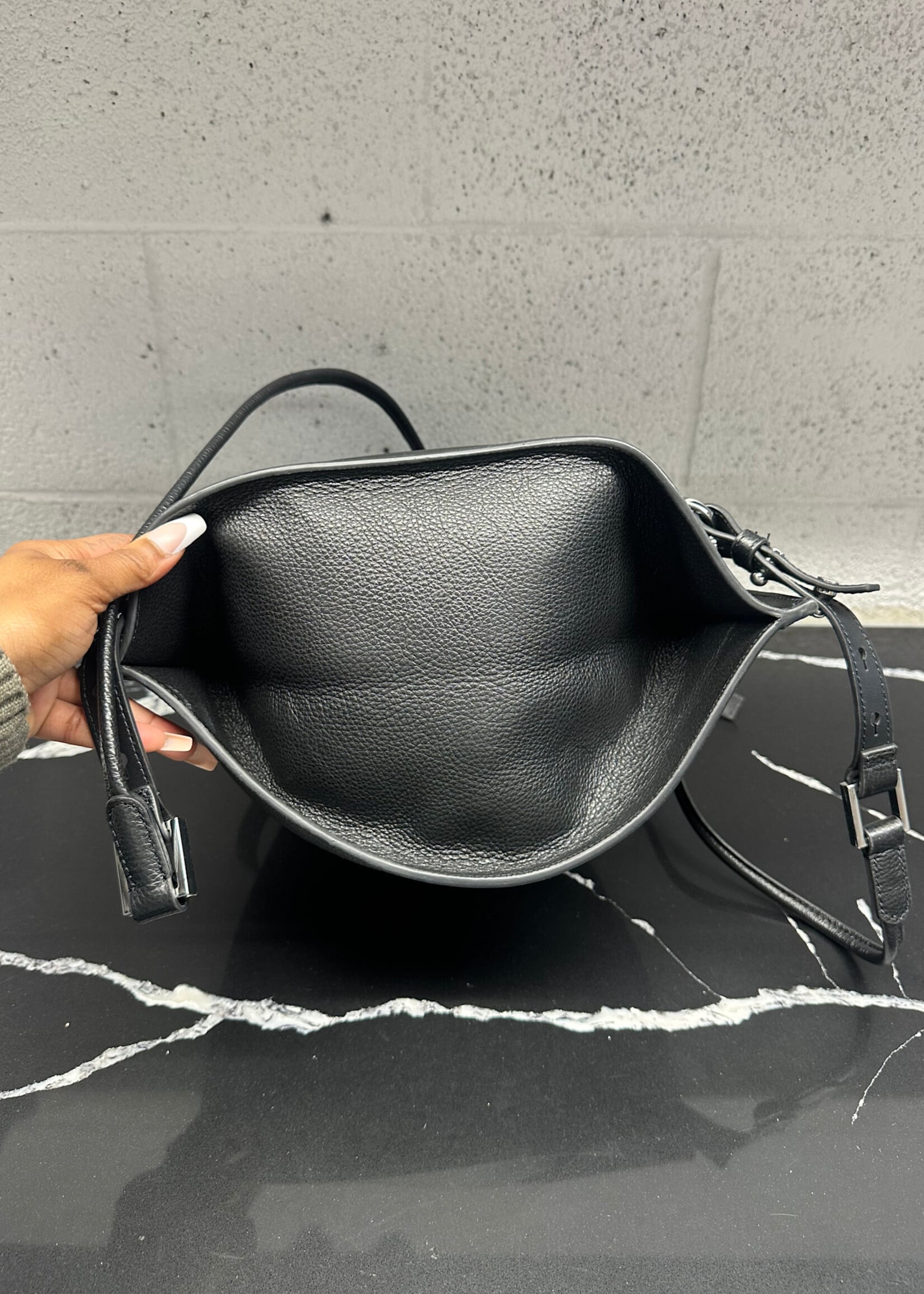 All Saints Black Leather Backpack Style Tote