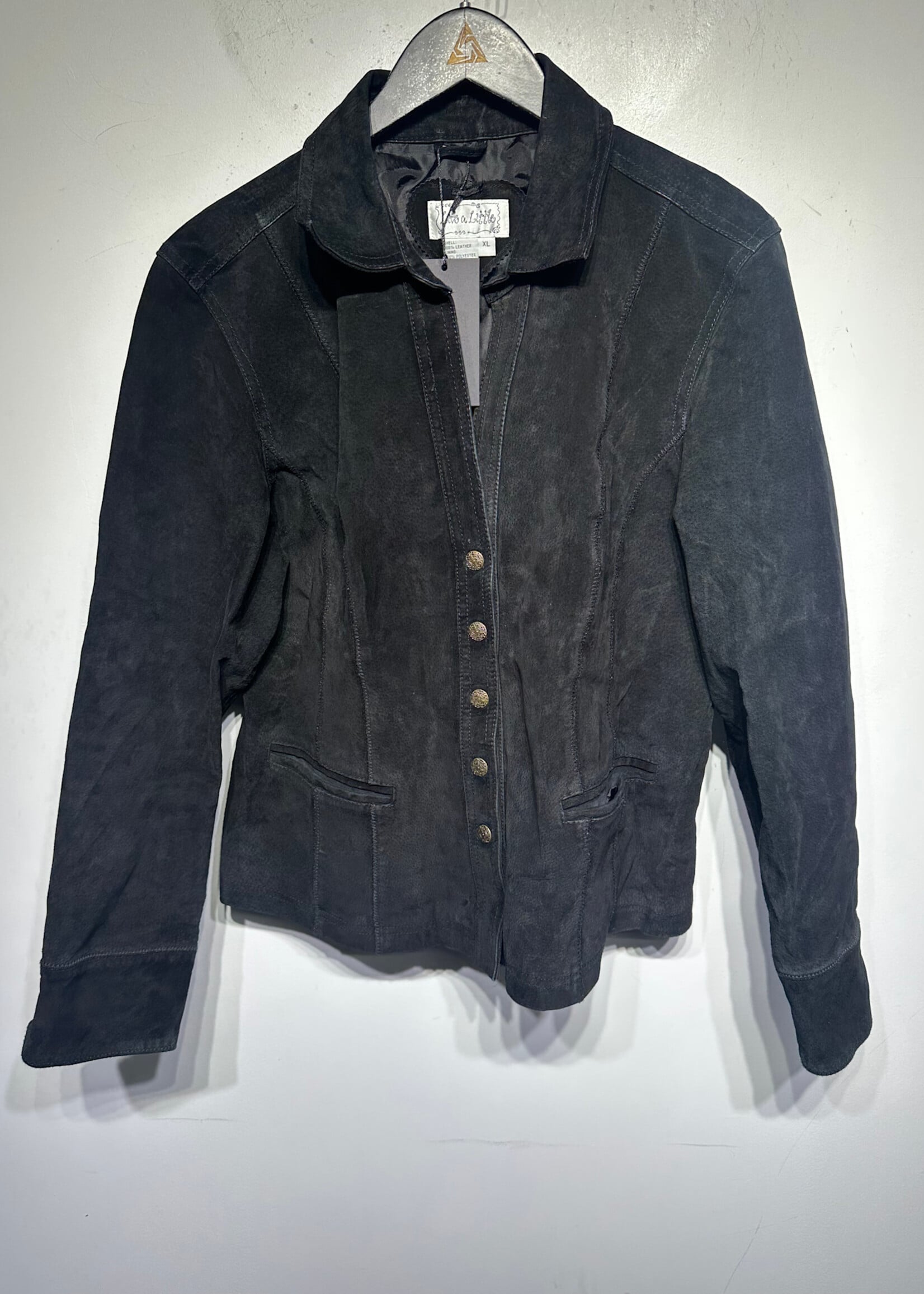 Live A Little Black Leather Jacket XL As Is