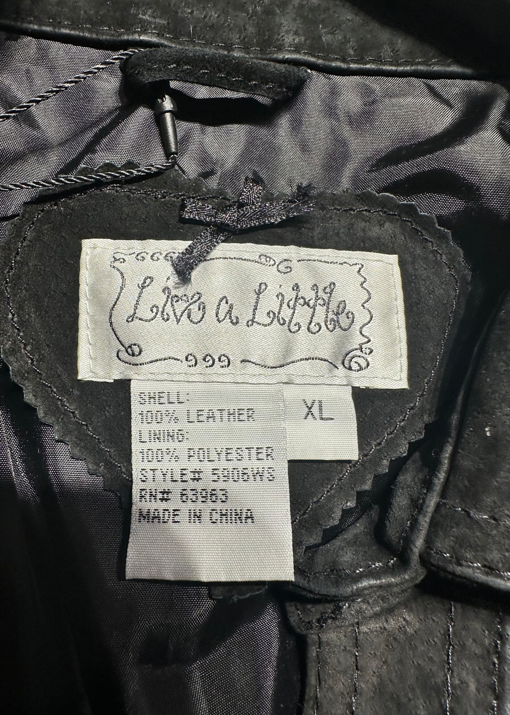 Live A Little Black Leather Jacket XL As Is