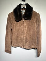 Co & Eddy Brown Suede Fur Collar Jacket S