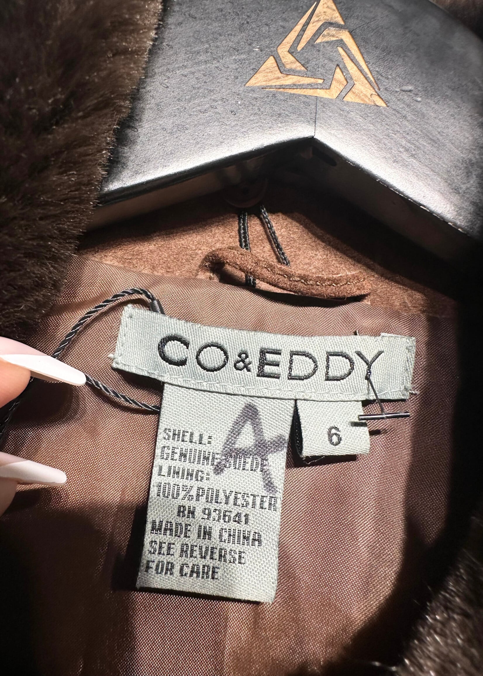 Co & Eddy Brown Suede Fur Collar Jacket S