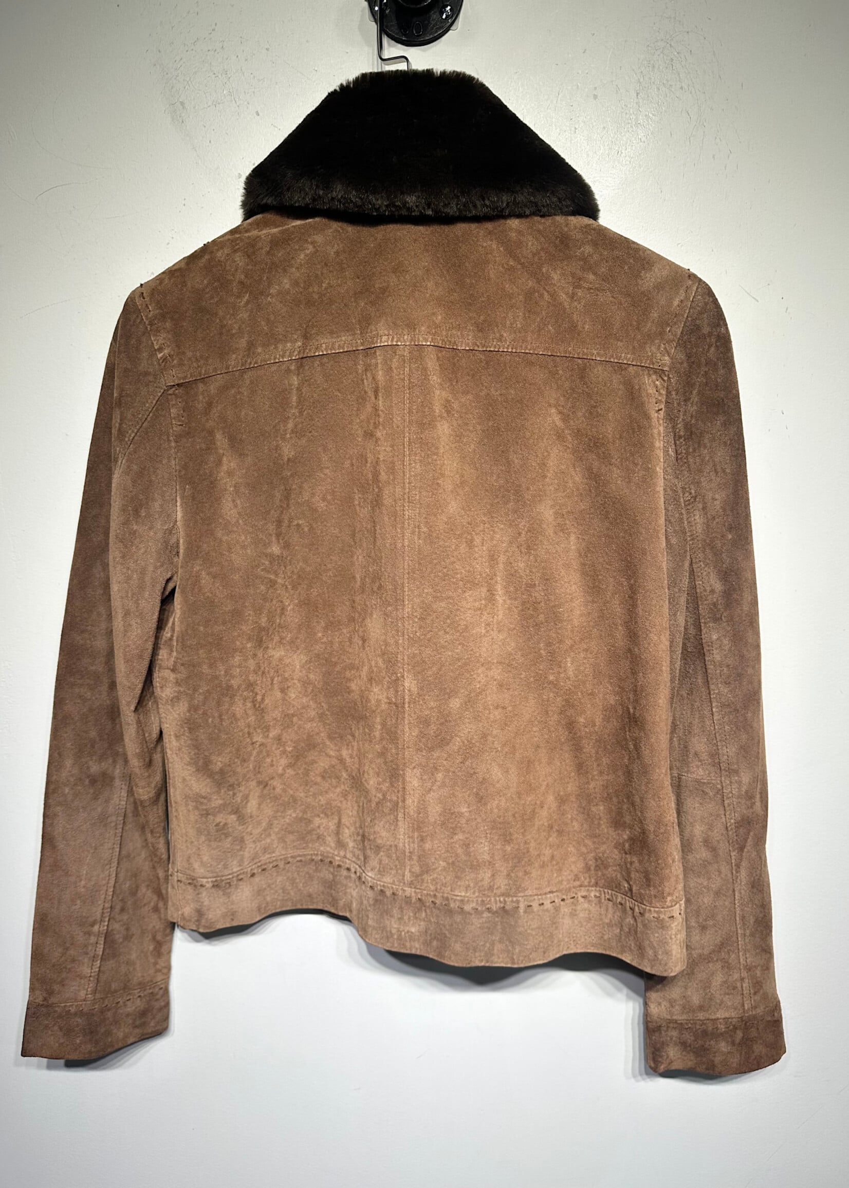 Co & Eddy Brown Suede Fur Collar Jacket S
