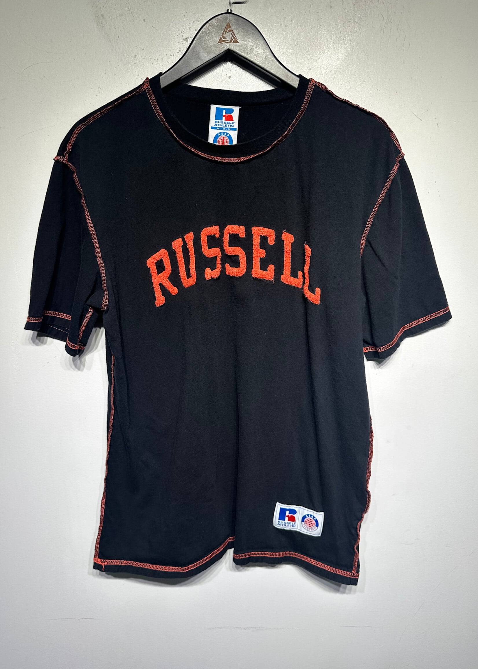 Asap x Russell Black Red Fuzzy Logo Tee M