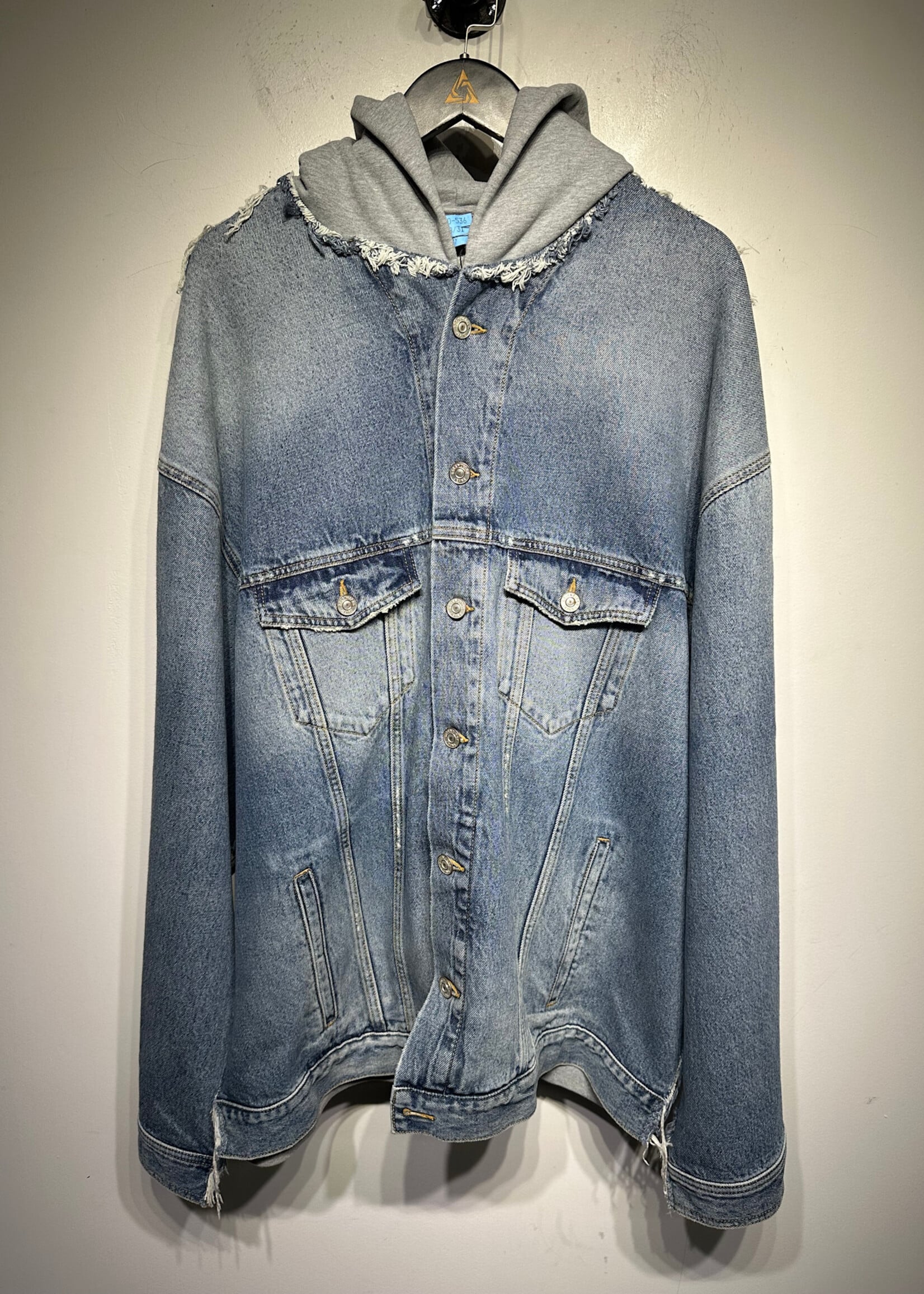 Balenciaga Hoodie/Jean Distress Hem Jacket 2XL