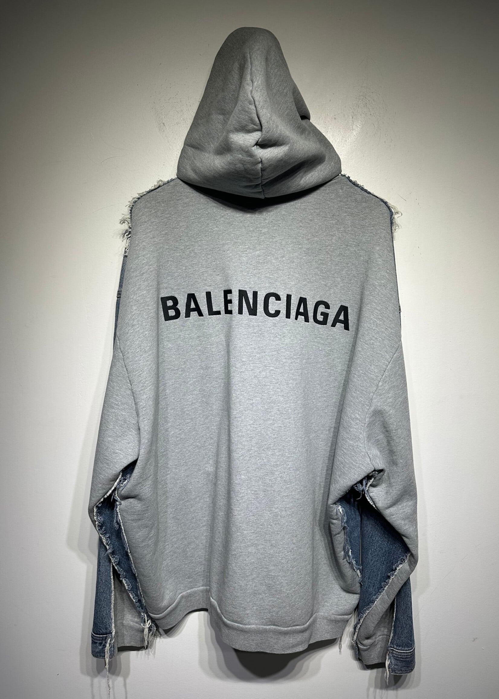 Balenciaga Hoodie/Jean Distress Hem Jacket 2XL