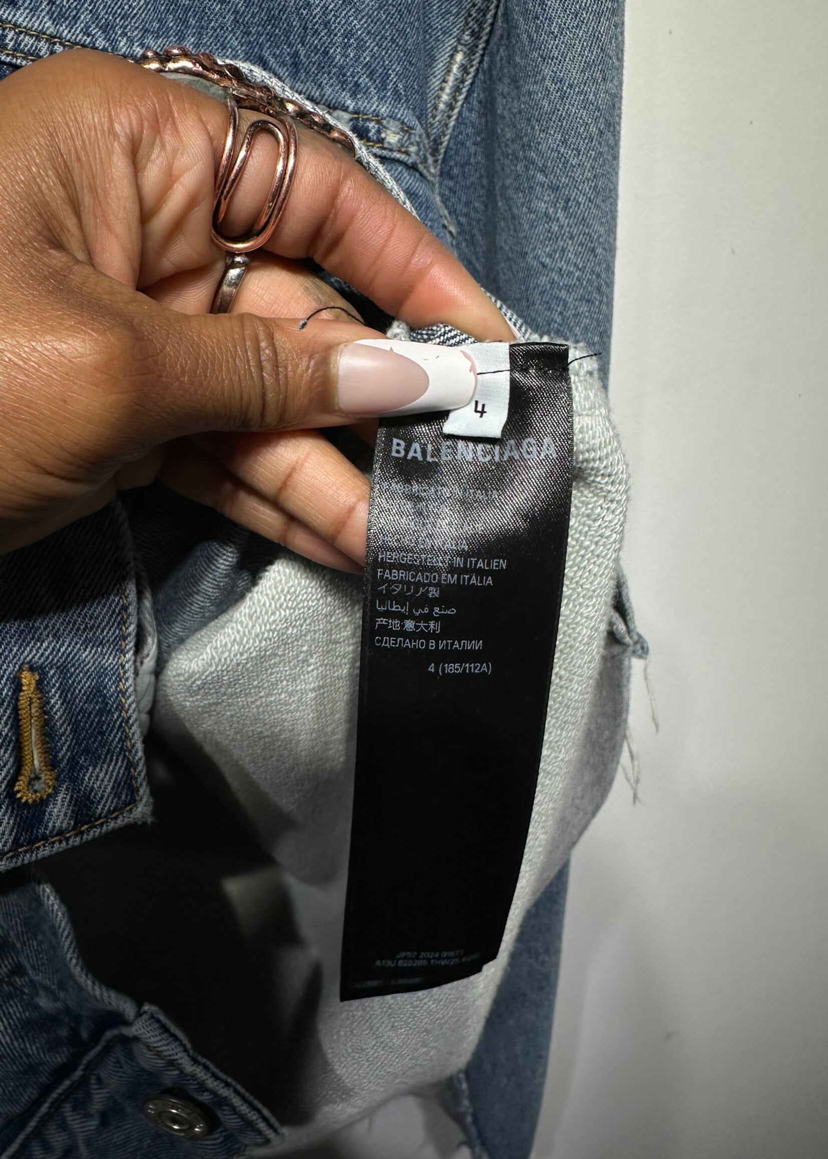 Balenciaga Hoodie/Jean Distress Hem Jacket 2XL