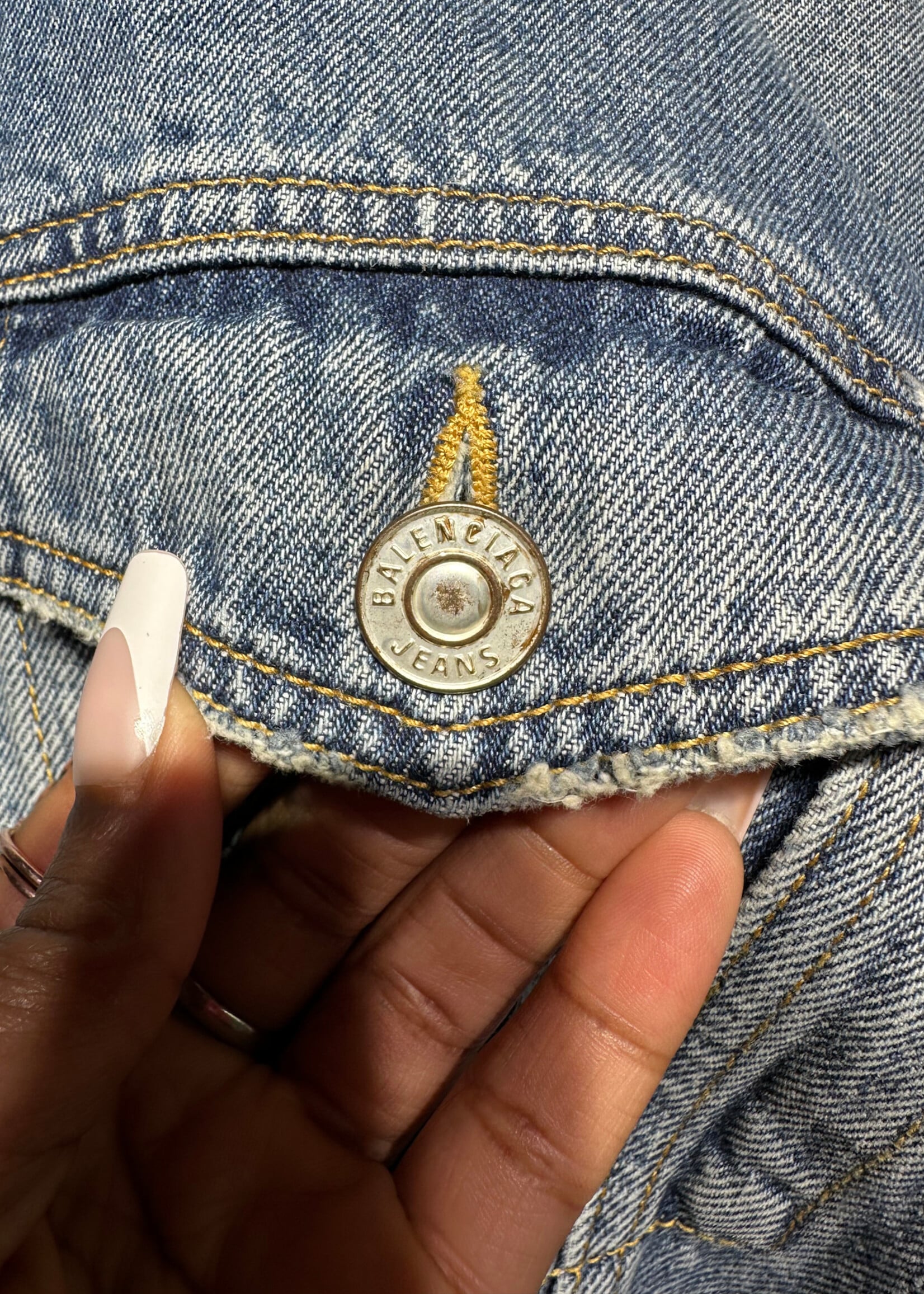Balenciaga Hoodie/Jean Distress Hem Jacket 2XL