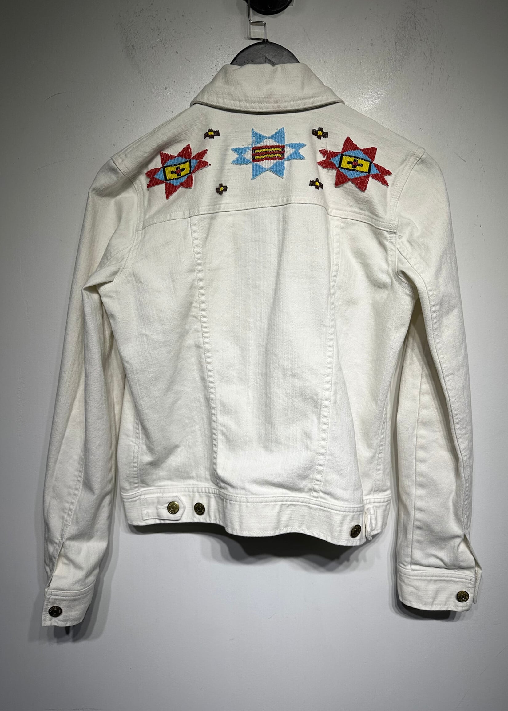 Ralph Lauren White Beaded Denim Jacket Fem S