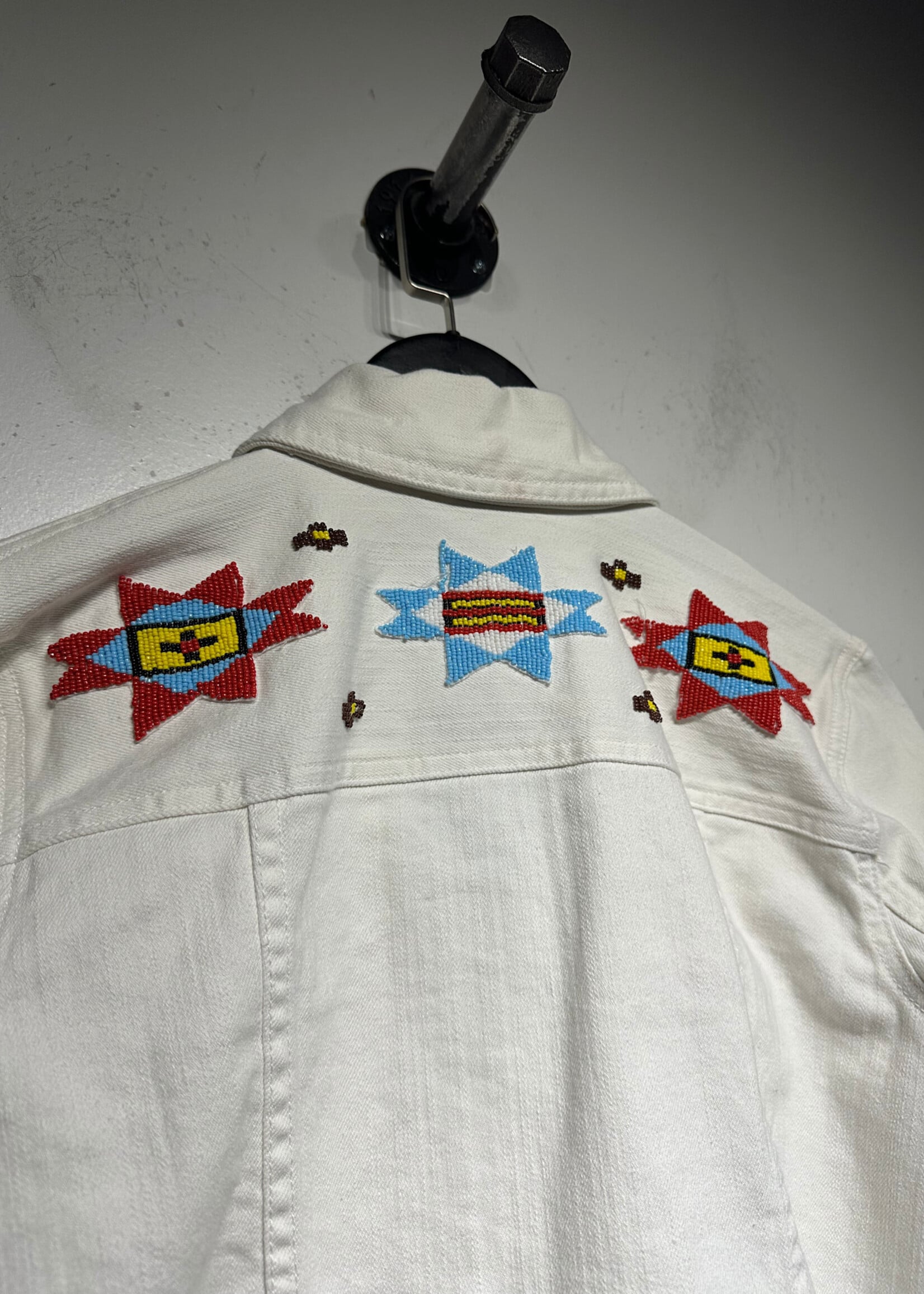 Ralph Lauren White Beaded Denim Jacket Fem S
