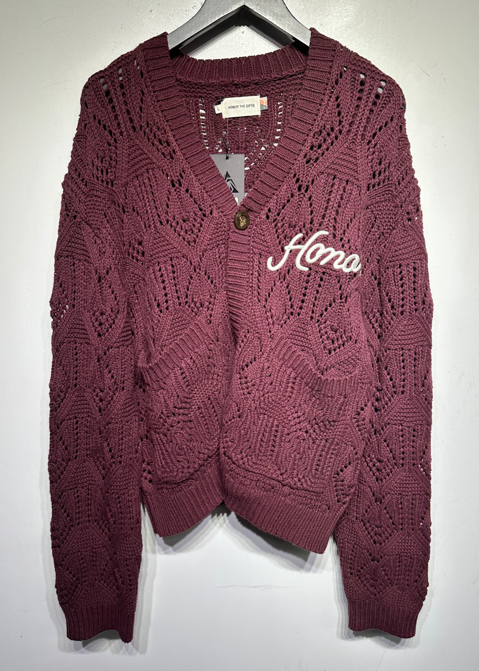 Honor The Gift Maroon Knit Cardigan L