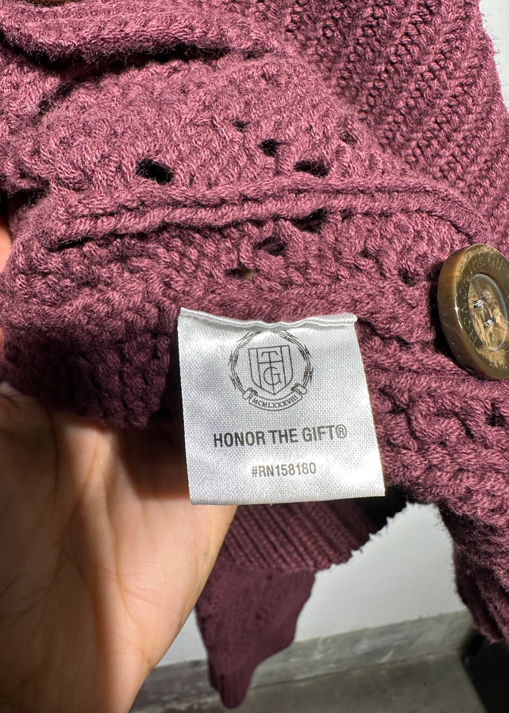Honor The Gift Maroon Knit Cardigan L