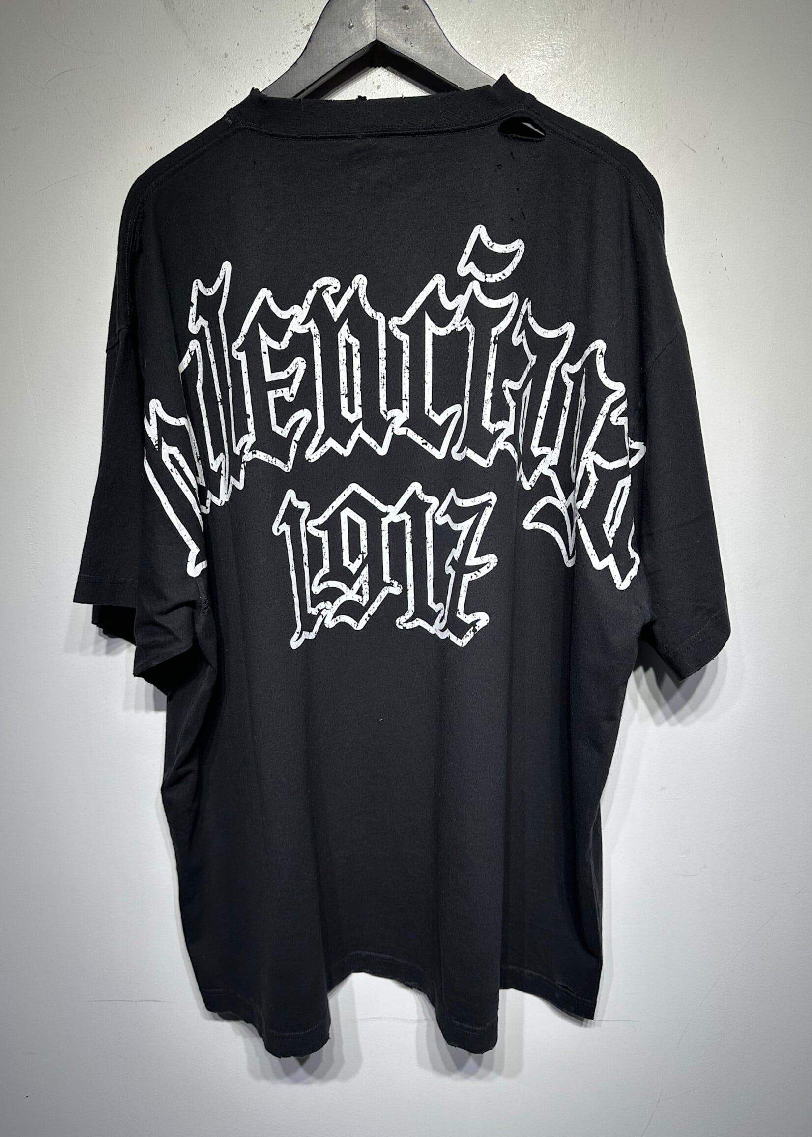 Balenciaga 1917 Distressed Black Tee 2xl