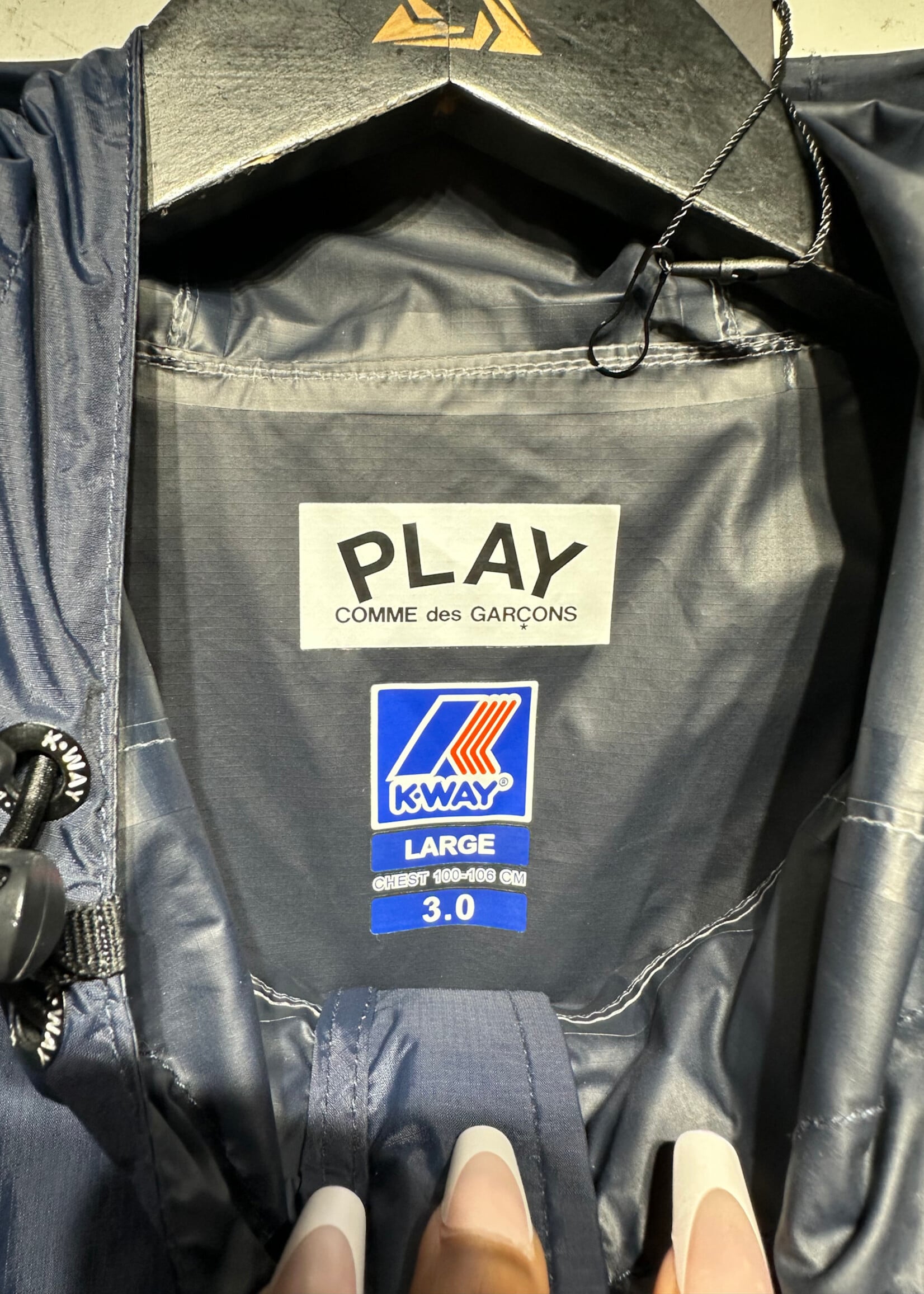 KWAY x CDG Navy Blue Windbreaker L