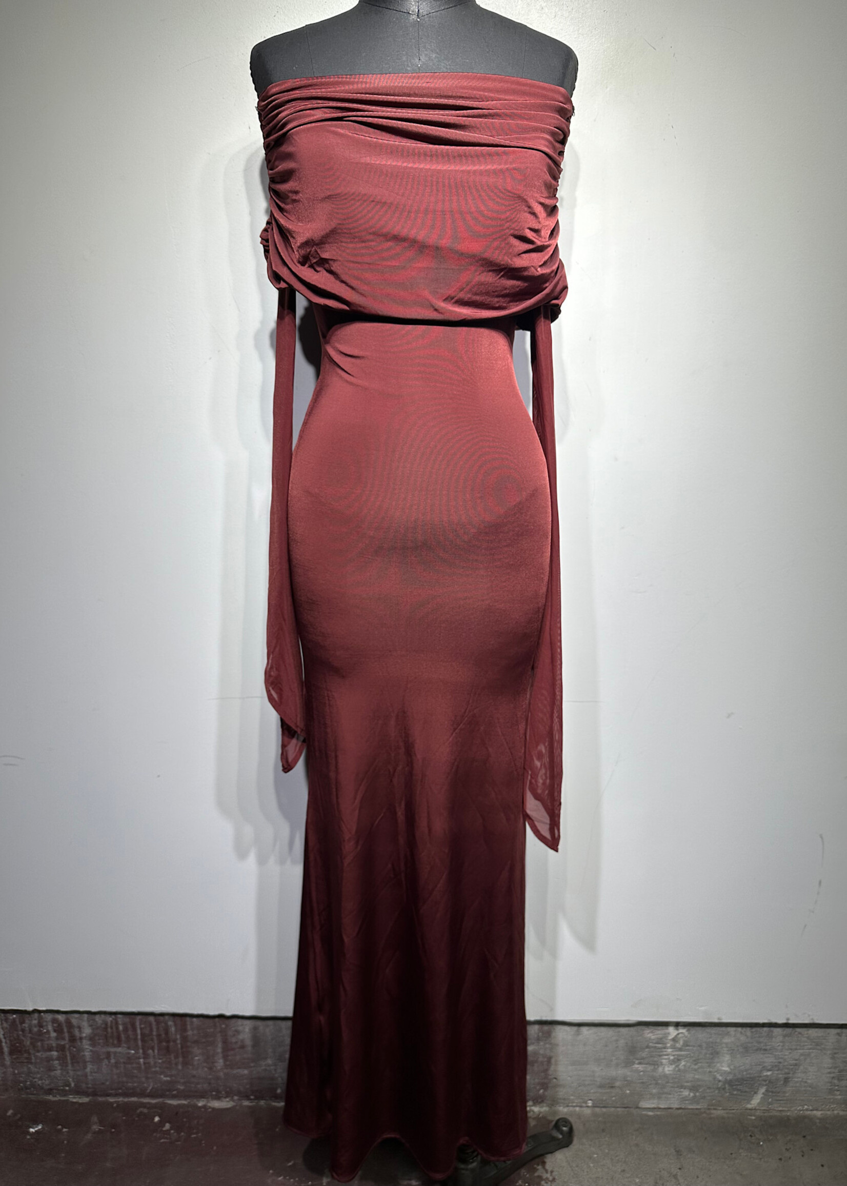 Meshki NWT Red Gathered Maxi Dress XS