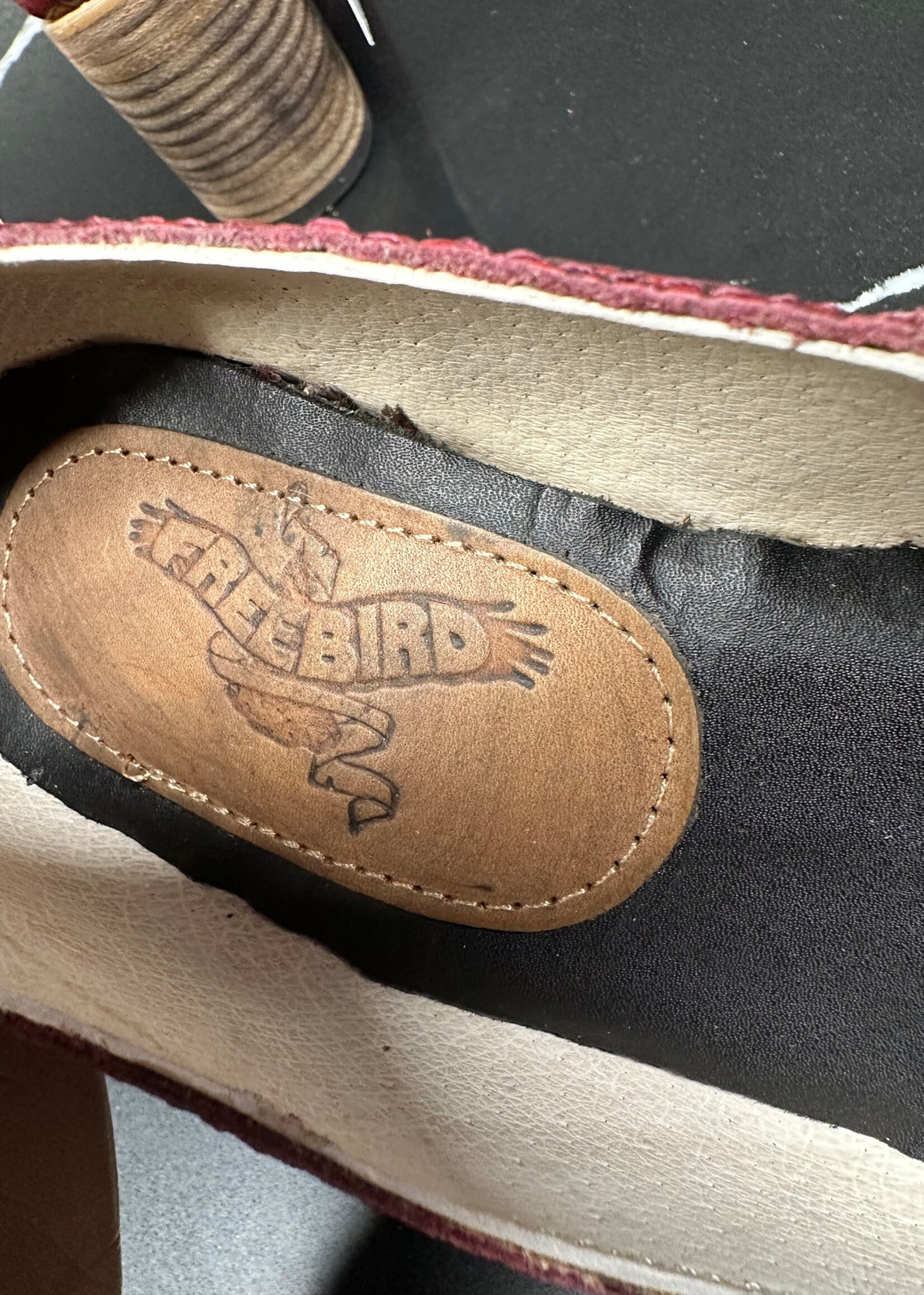 Freebird Red Embossed Mary Jane Heel 7