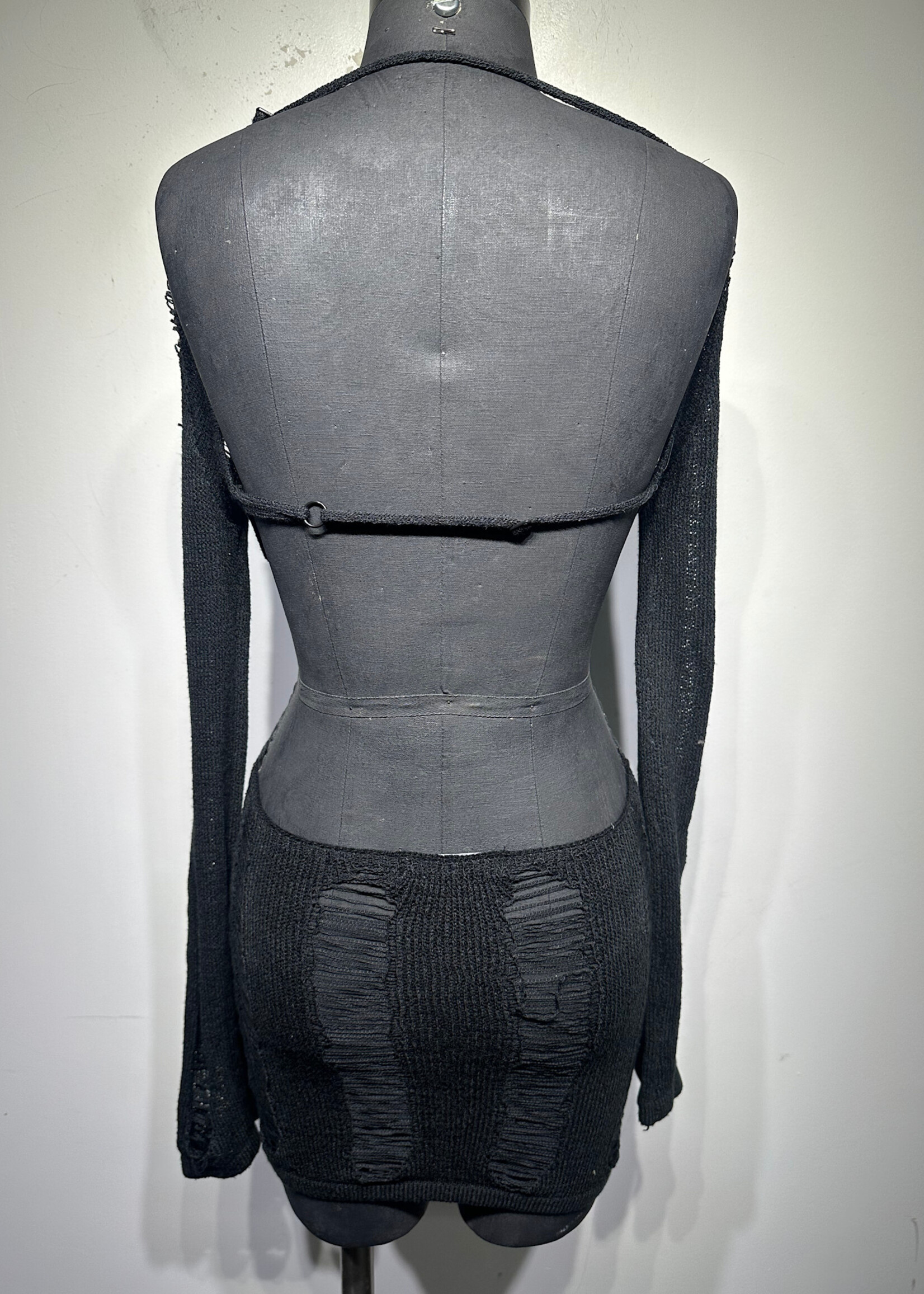 Jaded LDN Black Distressed Cover Up Dress XS