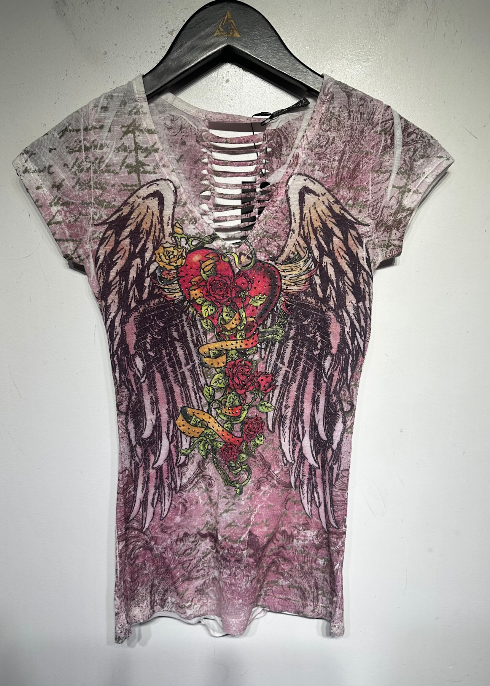 Wet Seal Y2K Cut Out Rhinestone Top S