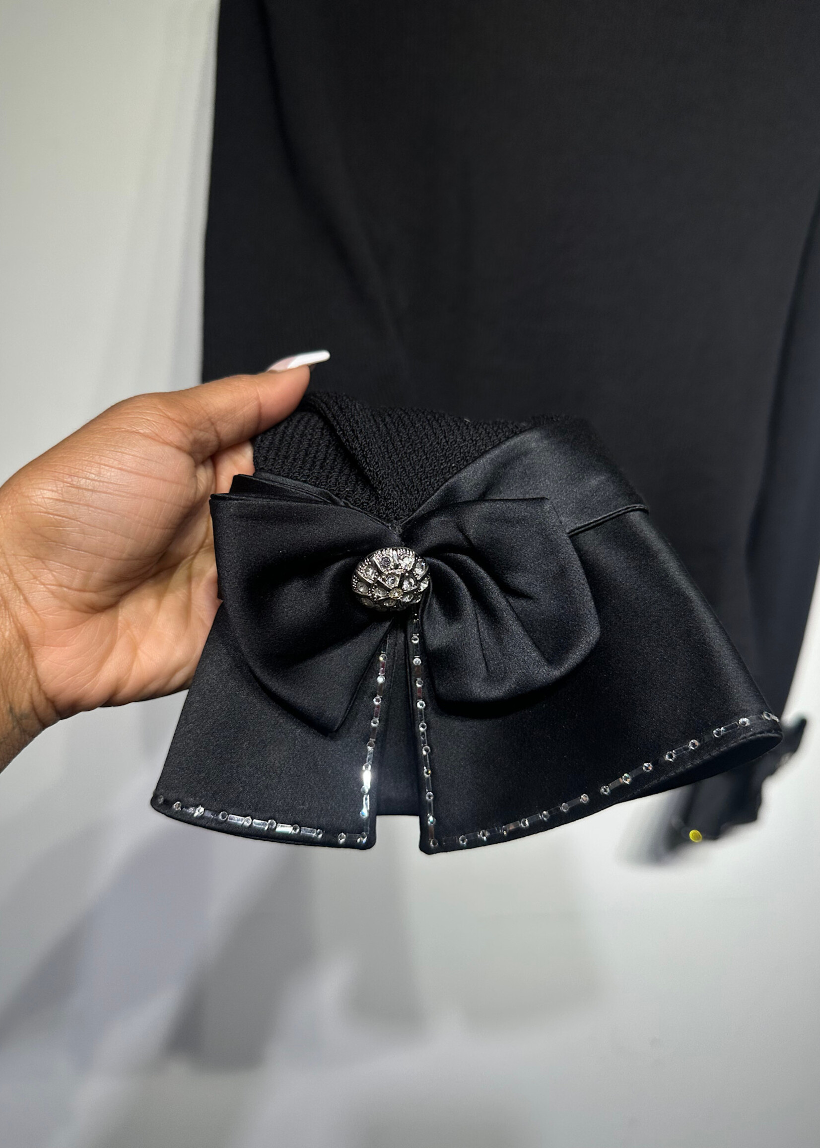 St John Black Knit Embellished Collar Blazer Fem M