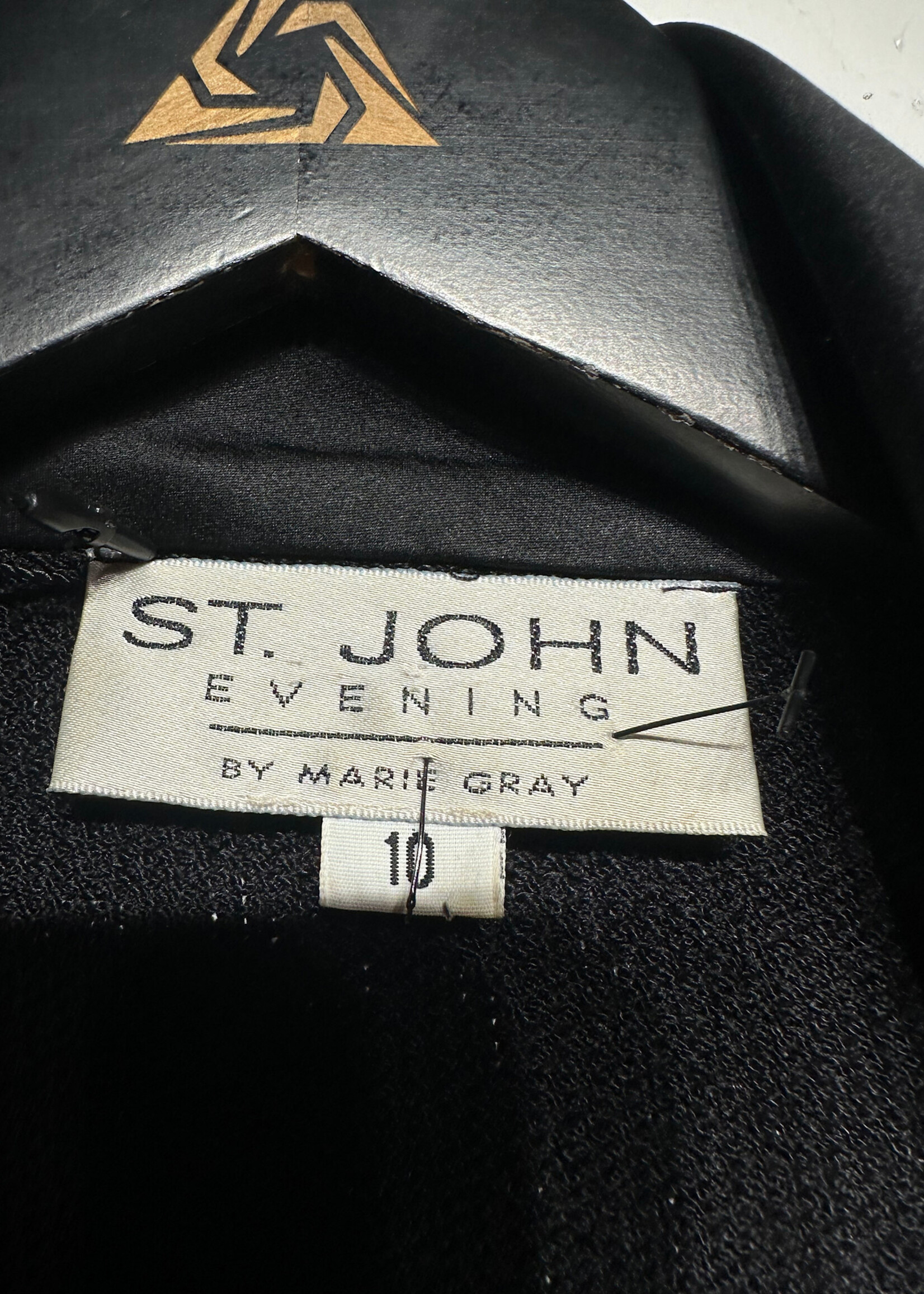 St John Black Knit Embellished Collar Blazer Fem M