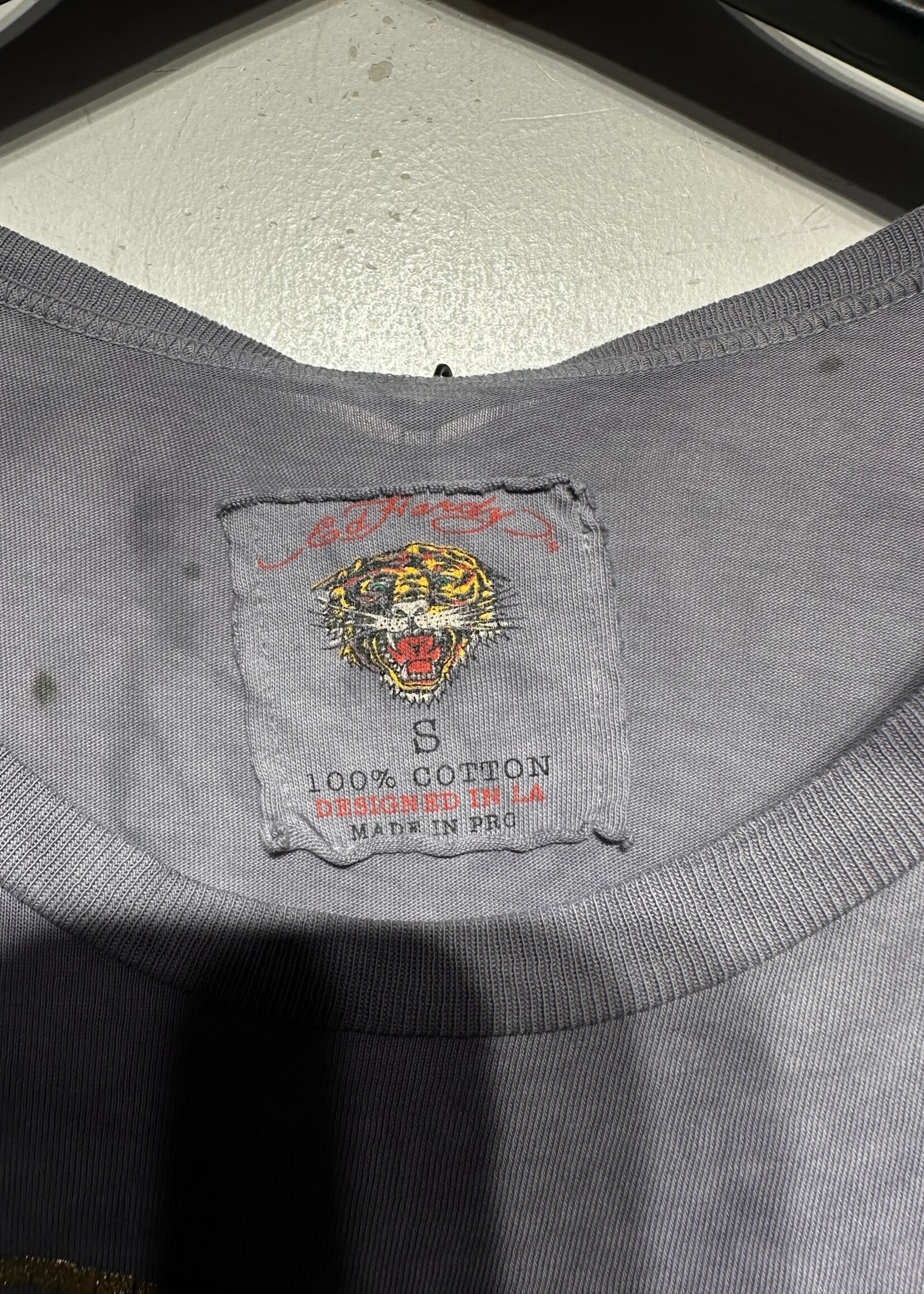Ed Hardy Y2k Purple Dyed Long Shirt S AS IS