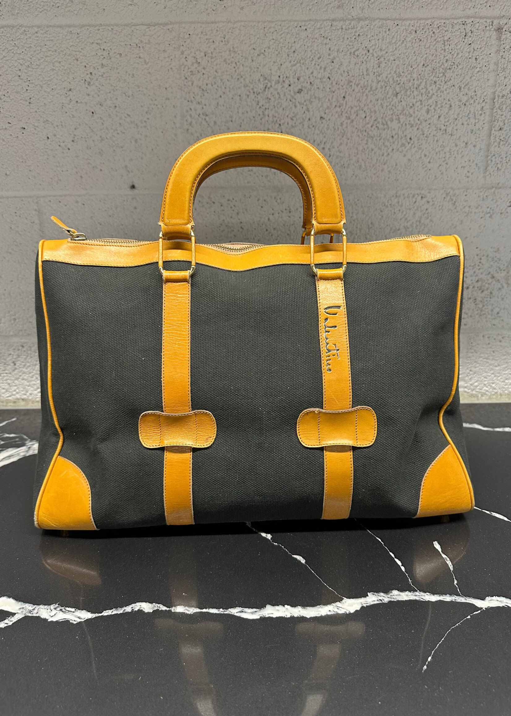 Valentino Vintage Black Canvas Duffle Bag  AS IS