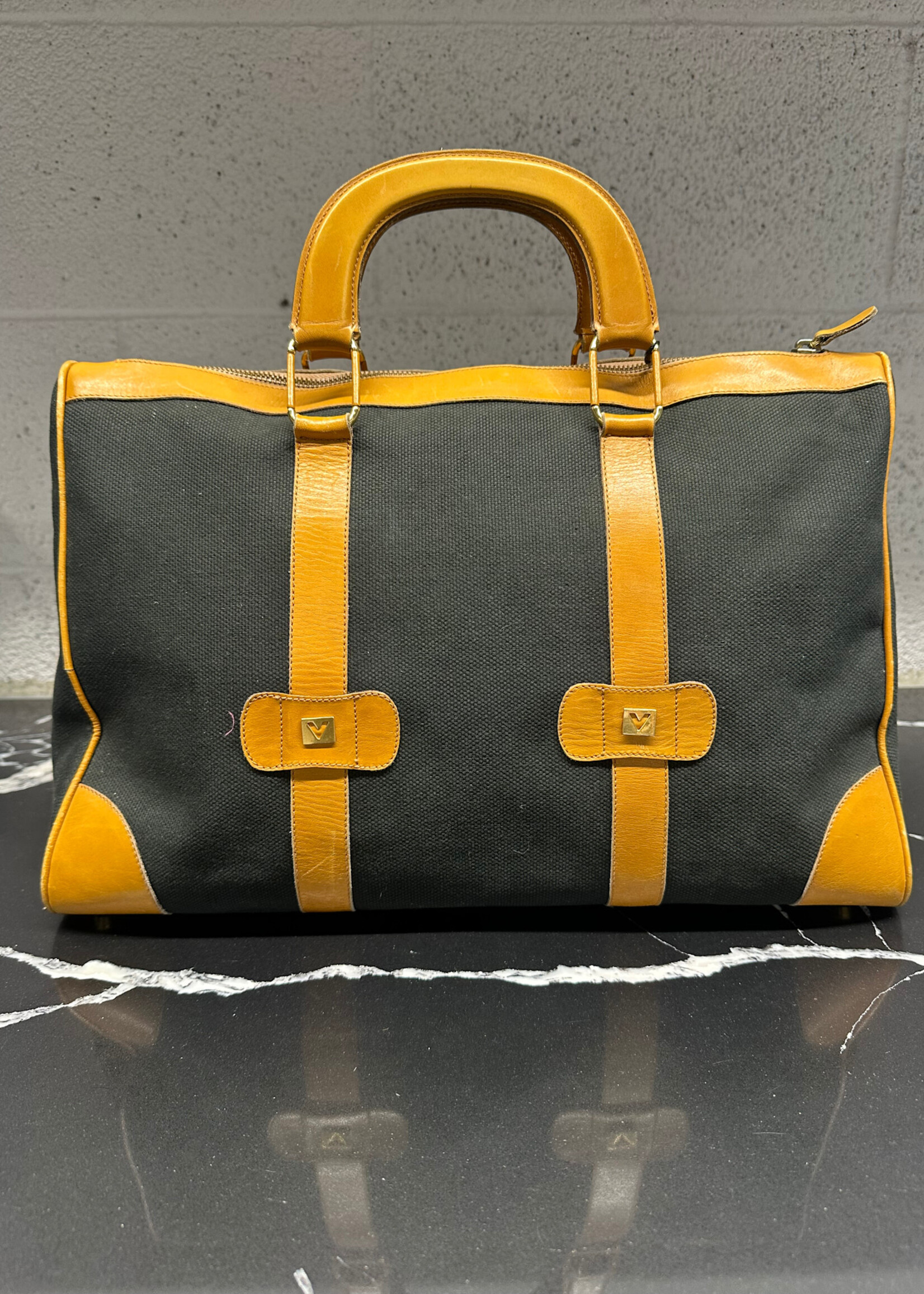 Valentino Vintage Black Canvas Duffle Bag  AS IS