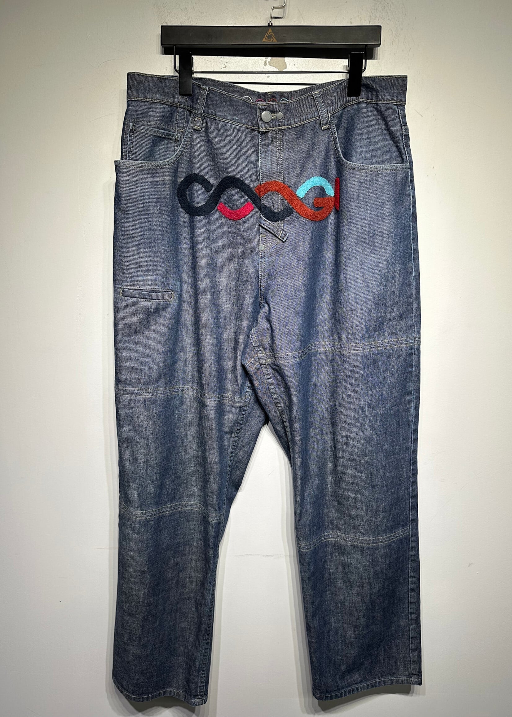 Coogi Wide Leg Denim Pants w Crotch Embroidery Masc 38