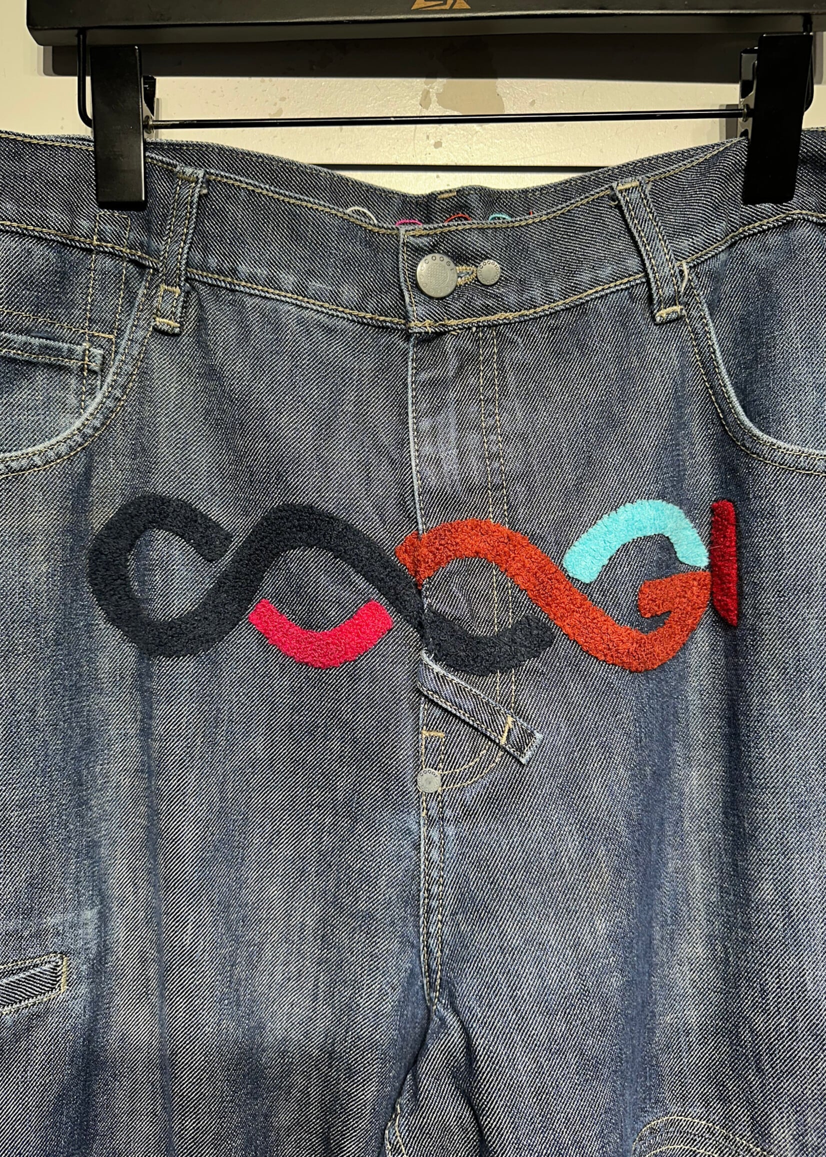 Coogi Wide Leg Denim Pants w Crotch Embroidery Masc 38