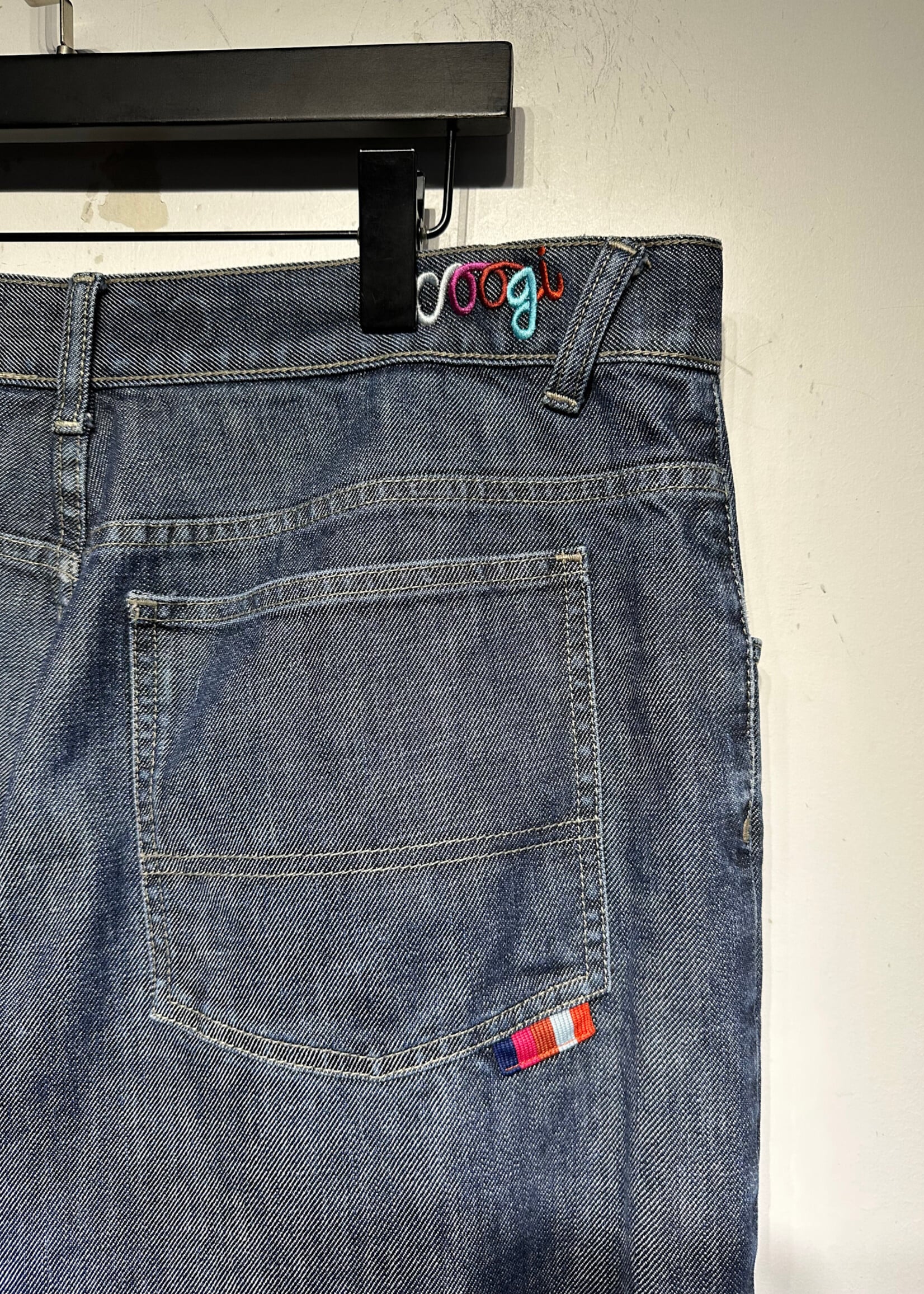 Coogi Wide Leg Denim Pants w Crotch Embroidery Masc 38