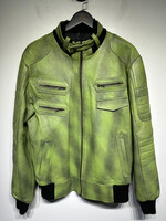 DJ Barra Faded Green Moto Style Jacket Masc XL