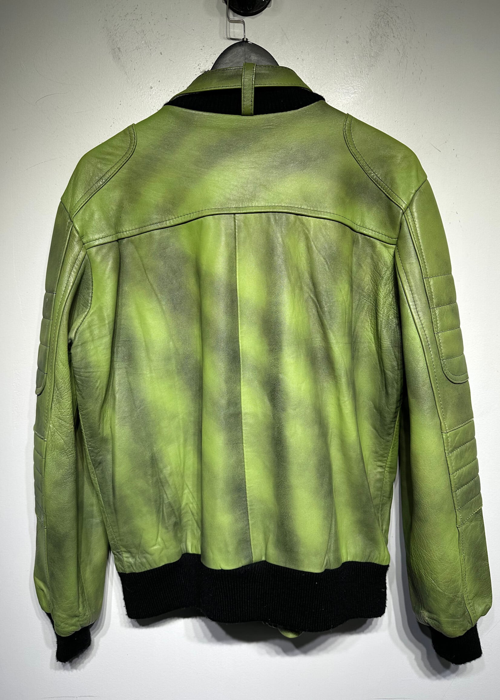 DJ Barra Faded Green Moto Style Jacket Masc XL