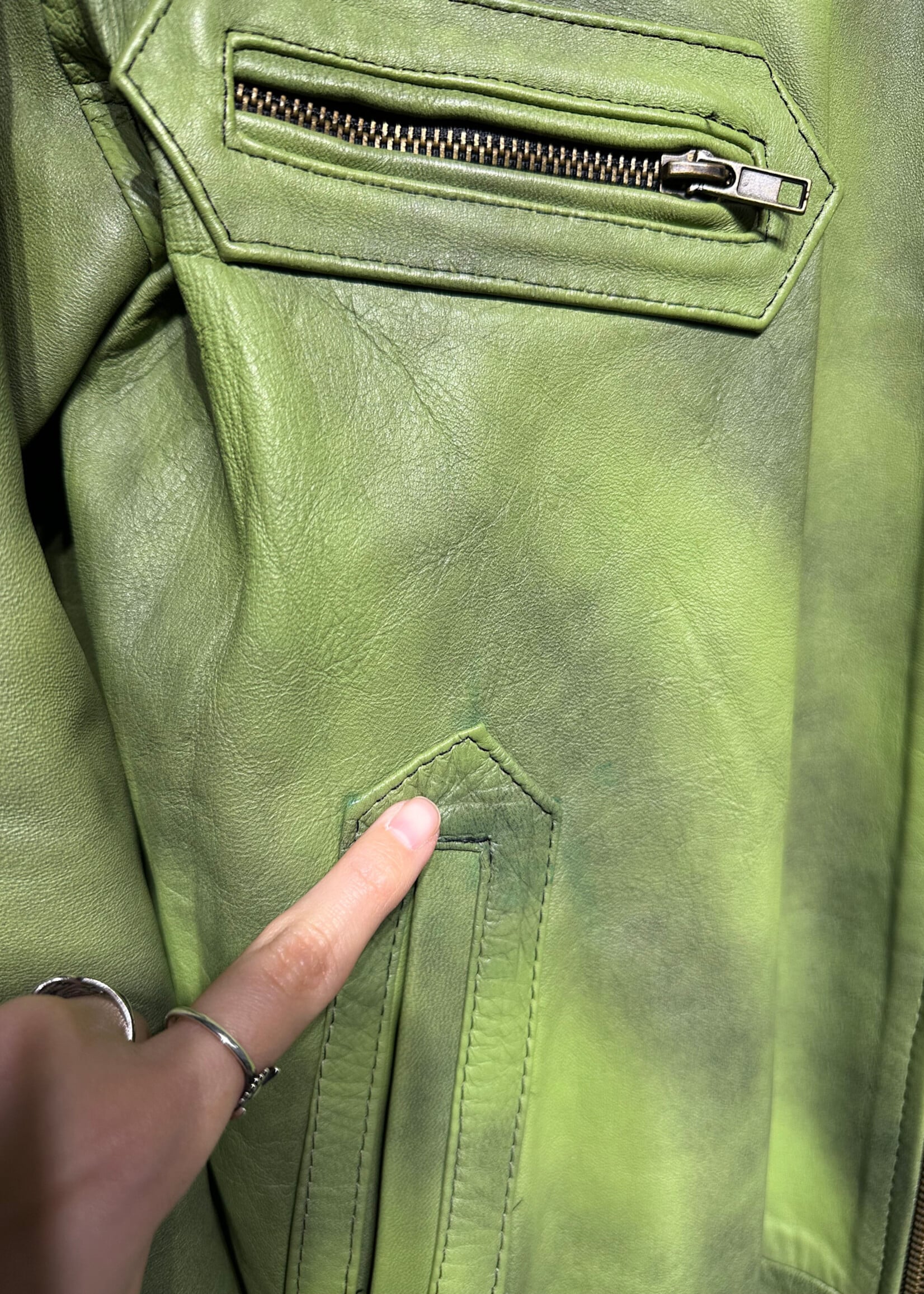 DJ Barra Faded Green Moto Style Jacket Masc XL