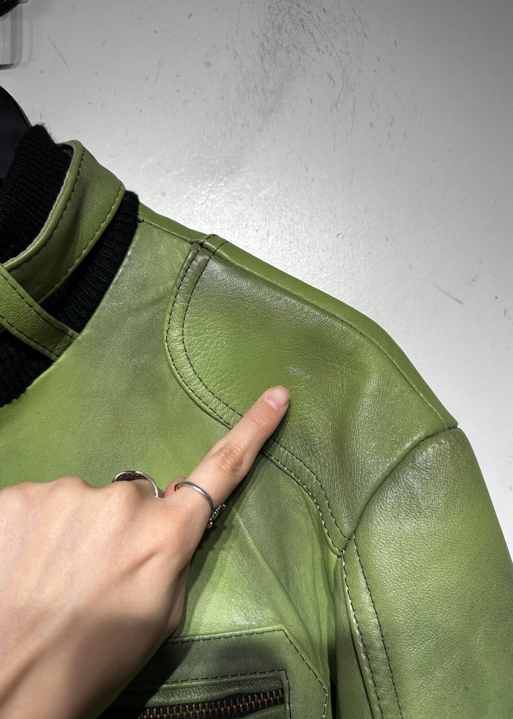 DJ Barra Faded Green Moto Style Jacket Masc XL