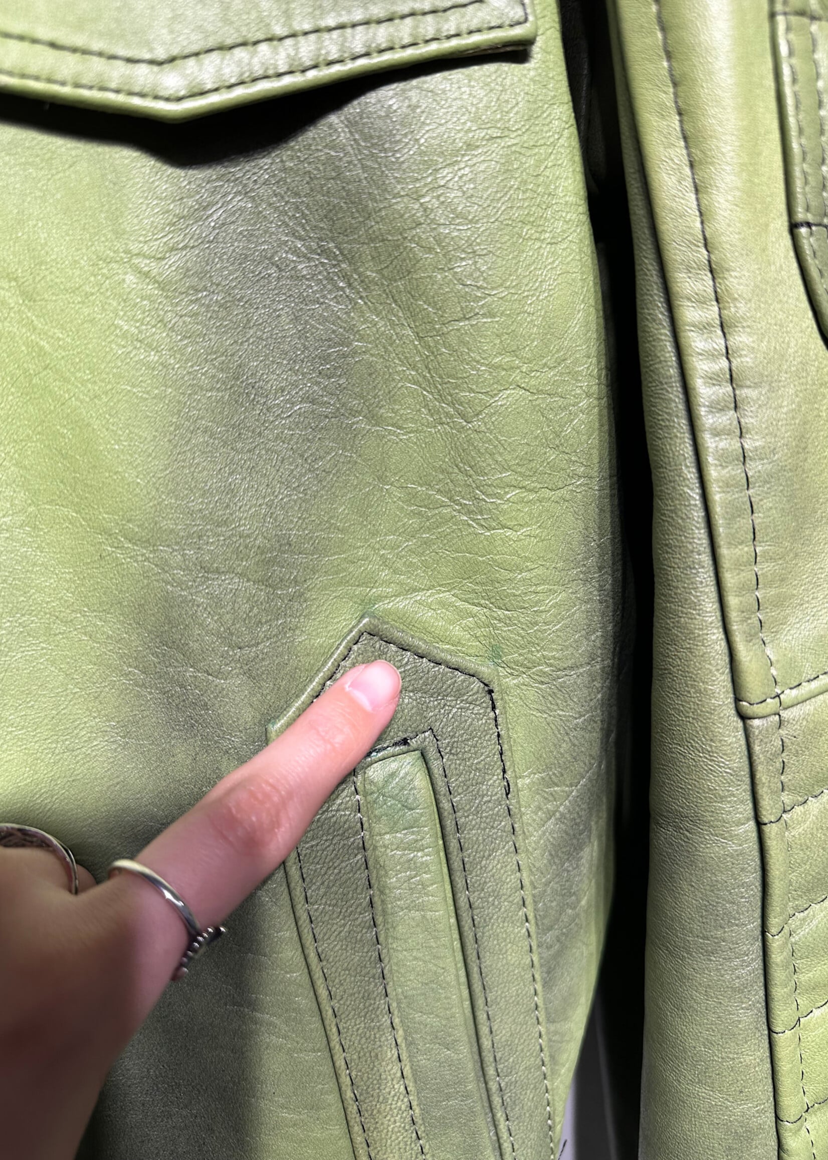 DJ Barra Faded Green Moto Style Jacket Masc XL