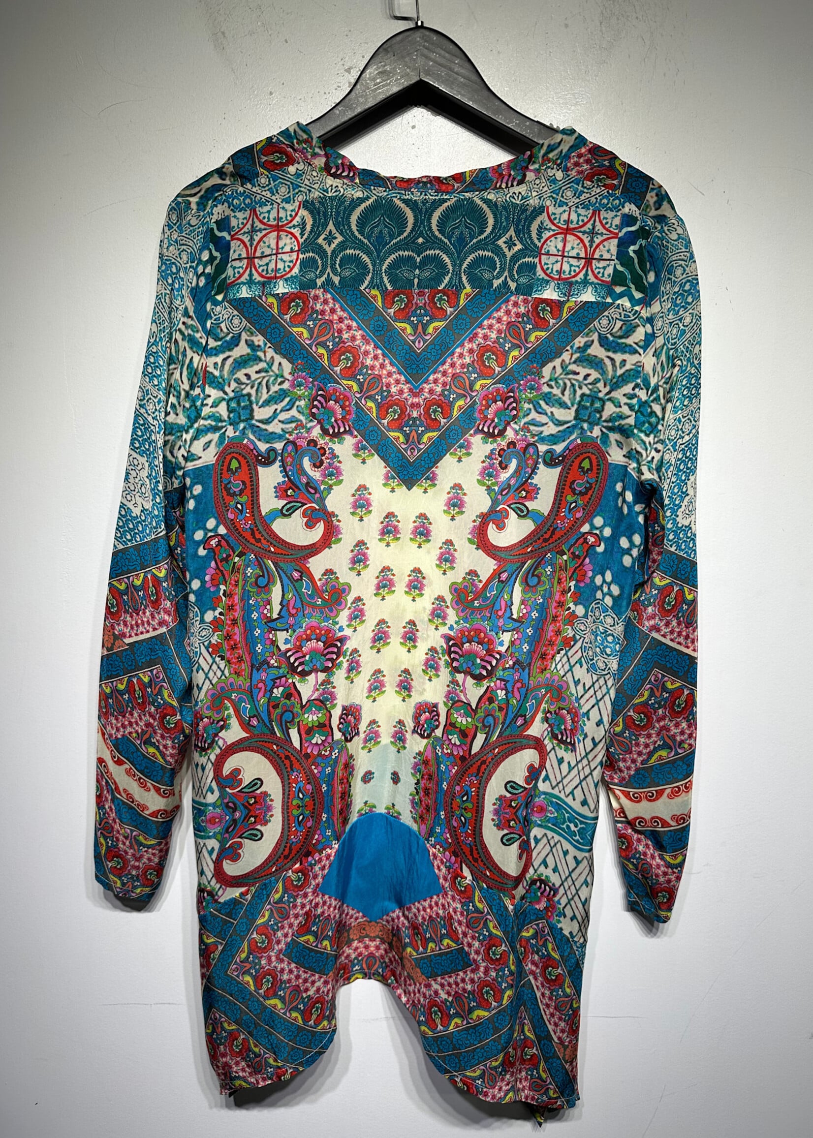 Johnny Was Light Blue Paisley Floral Tunic Top Fem M