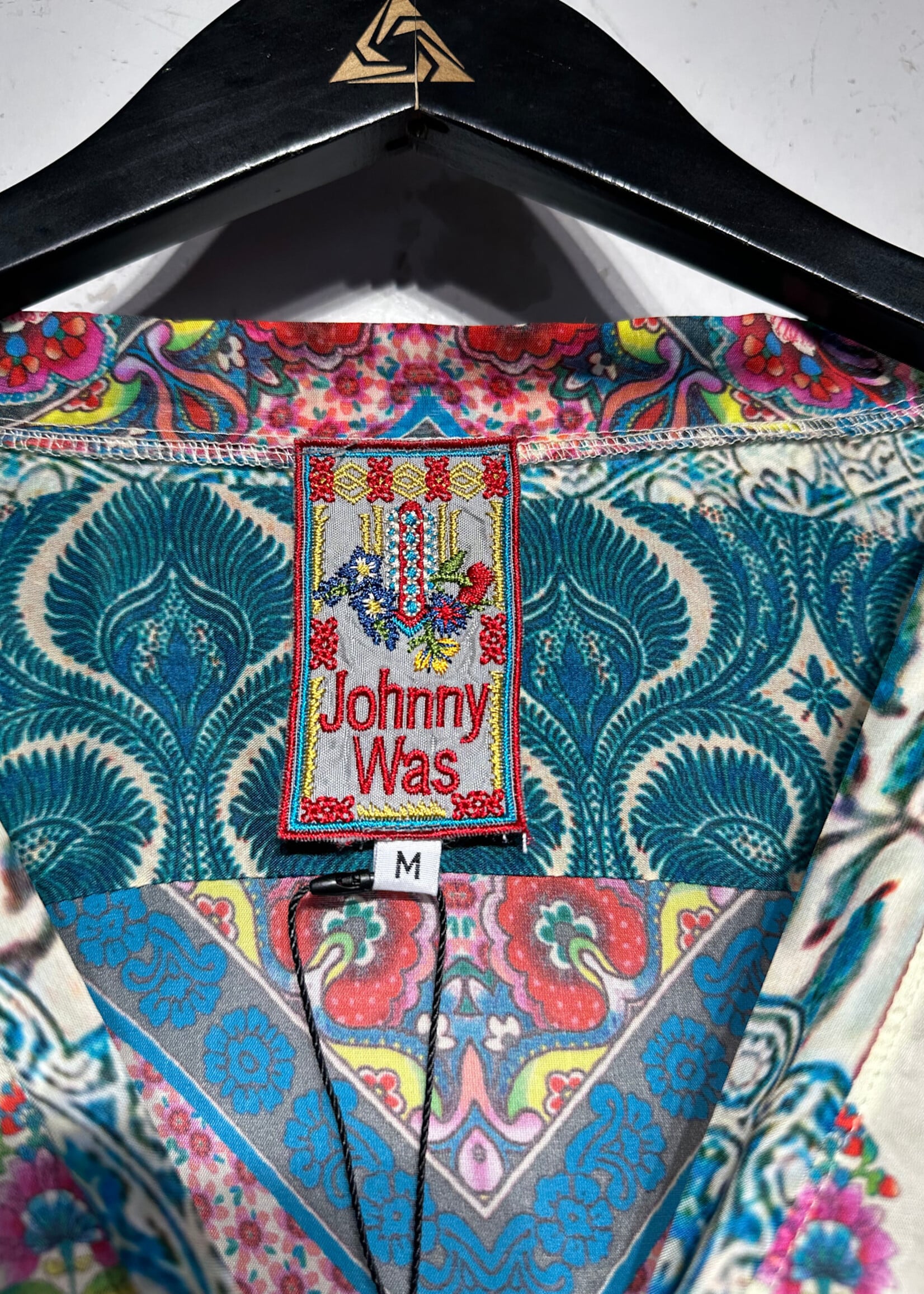 Johnny Was Light Blue Paisley Floral Tunic Top Fem M