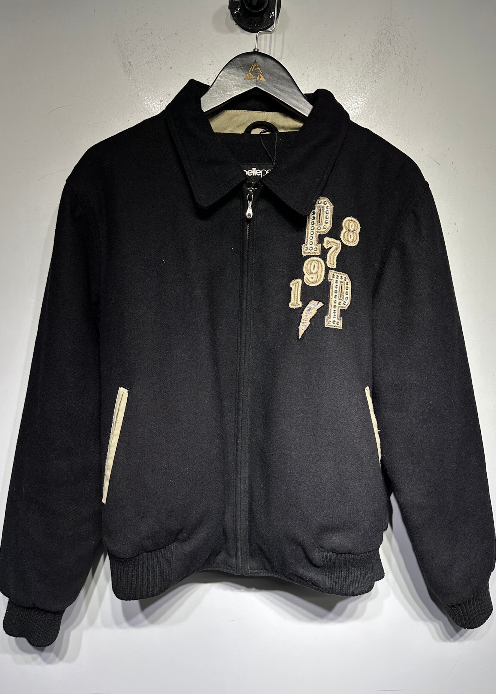 Pelle Pelle Black Wool Zip Jacket Fem L AS IS
