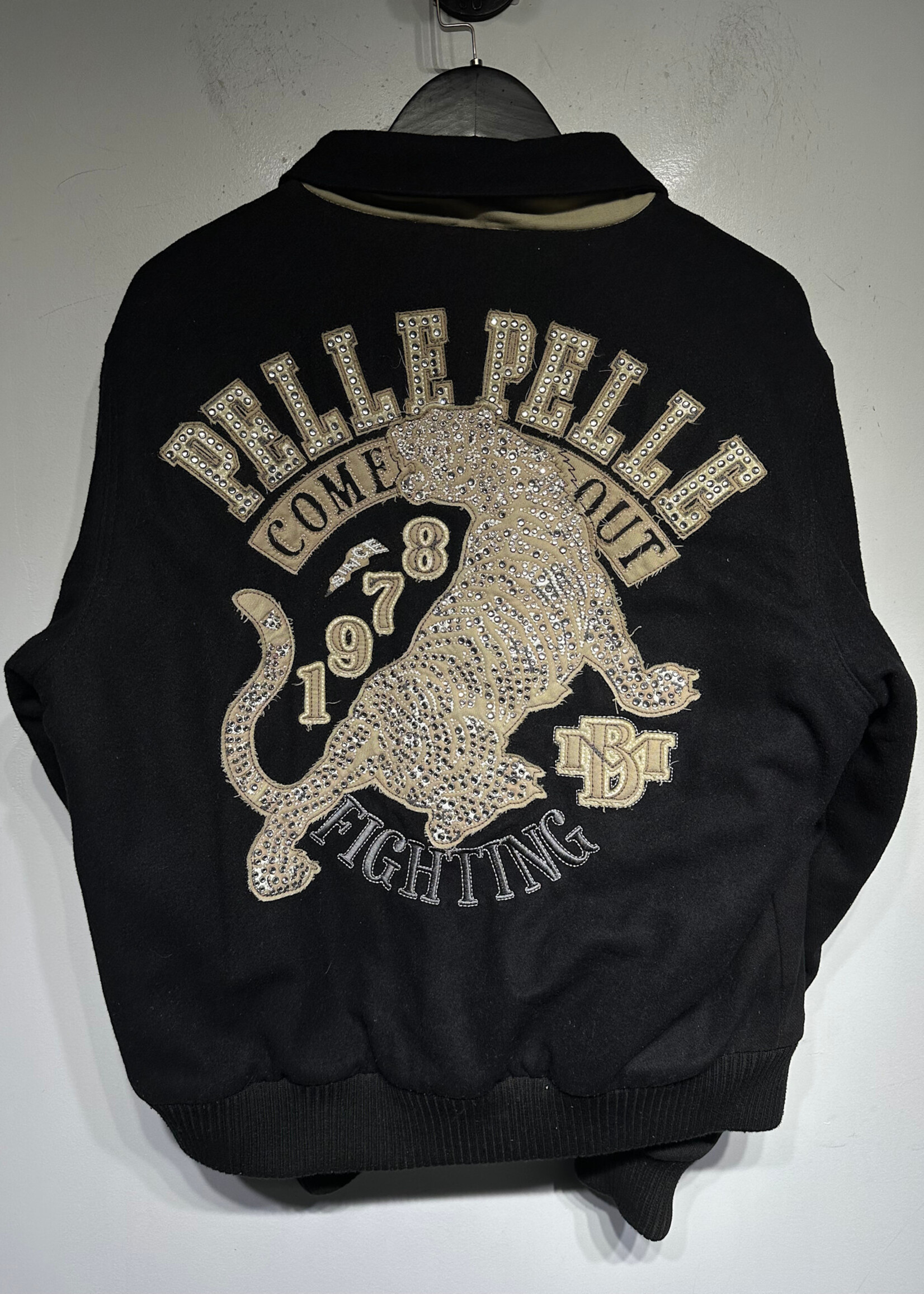 Pelle Pelle Black Wool Zip Jacket Fem L AS IS