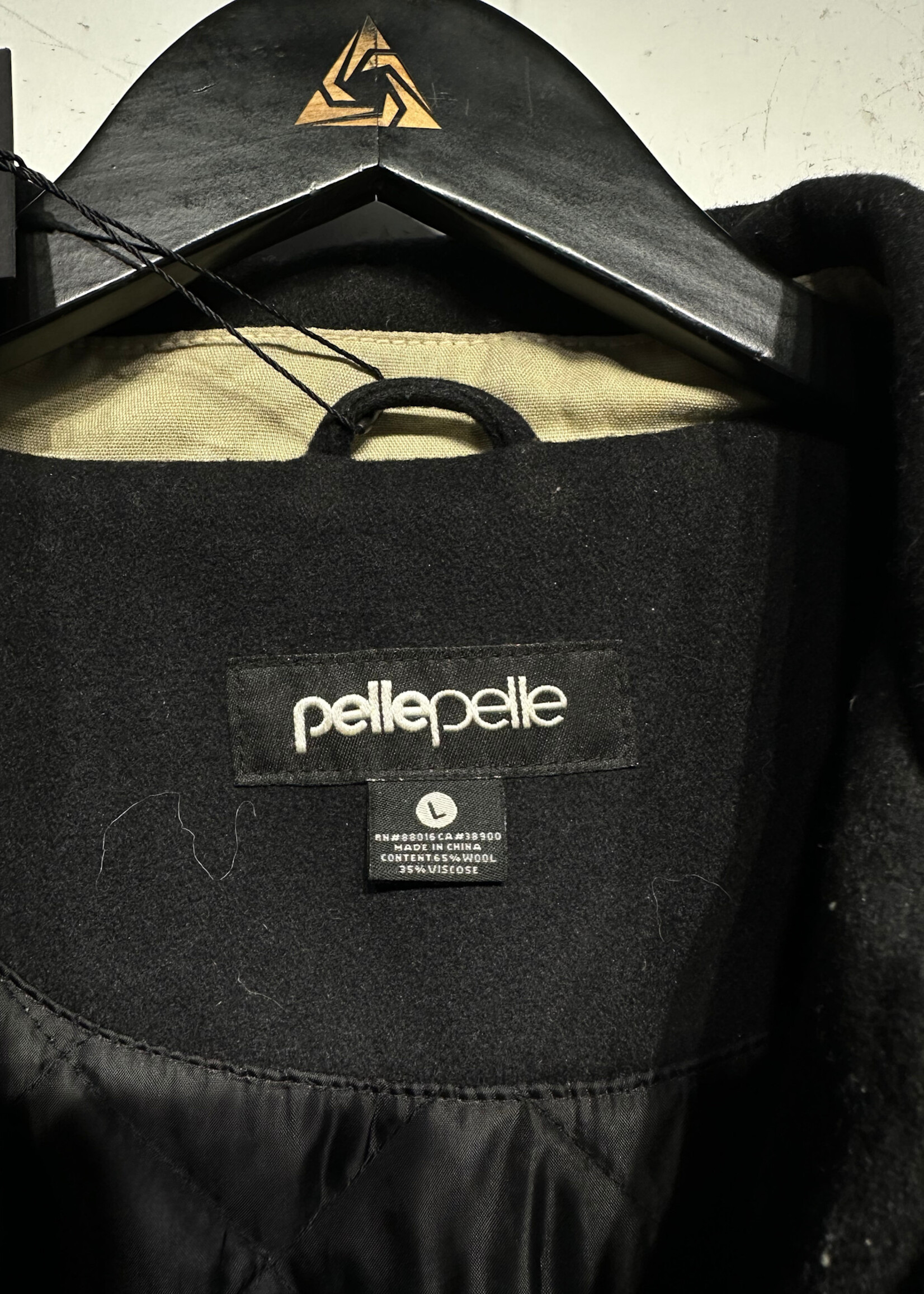 Pelle Pelle Black Wool Zip Jacket Fem L AS IS